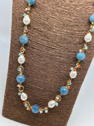 Collana Artigianale Pietre Azzurre, Corallo e Perle bianche V.1 DD CERAMICHE SICILIANE