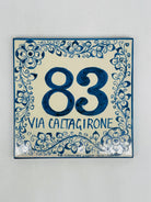 Numero Civico Mattonella cm 15x15 Ceramica Artigianale Caltagirone DD CERAMICHE SICILIANE
