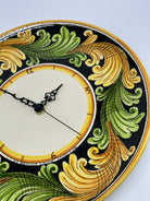 Orologio da Parete Ceramica Caltagirone Rotondo dipinto a mano cm D.30 Decoro n.10g DD CERAMICHE SICILIANE