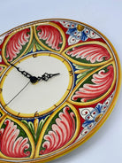 Orologio da Parete Ceramica Caltagirone Rotondo dipinto a mano cm D.30 Decoro n.8g DD CERAMICHE SICILIANE