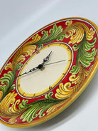 Orologio da Parete Ceramica Caltagirone Rotondo dipinto a mano cm D.30 Decoro n.9g DD CERAMICHE SICILIANE