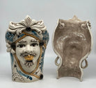 Teste di Moro Moresca Applique Ceramica Caltagirone cm H.28 L.20 Barocco Ocra Blu DD CERAMICHE SICILIANE