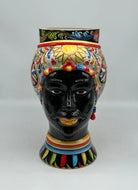 Teste di Moro Token Ceramica Caltagirone cm H.31 L.18 Artigianale Decoro “Carretto” DD CERAMICHE SICILIANE