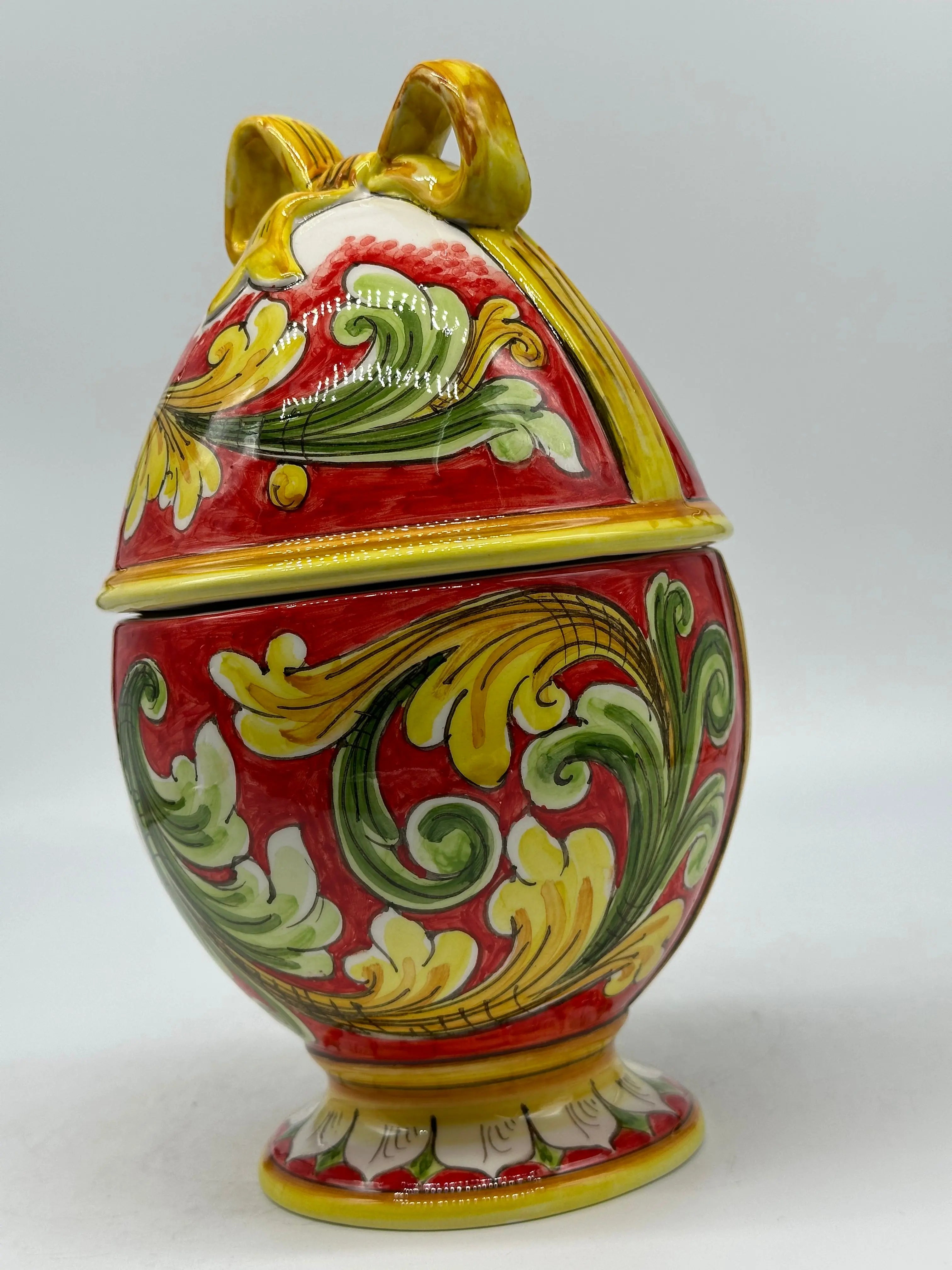 Uovo di Pasqua Contenitore H.24cm Ceramica Caltagirone dipinto a mano DD CERAMICHE SICILIANE