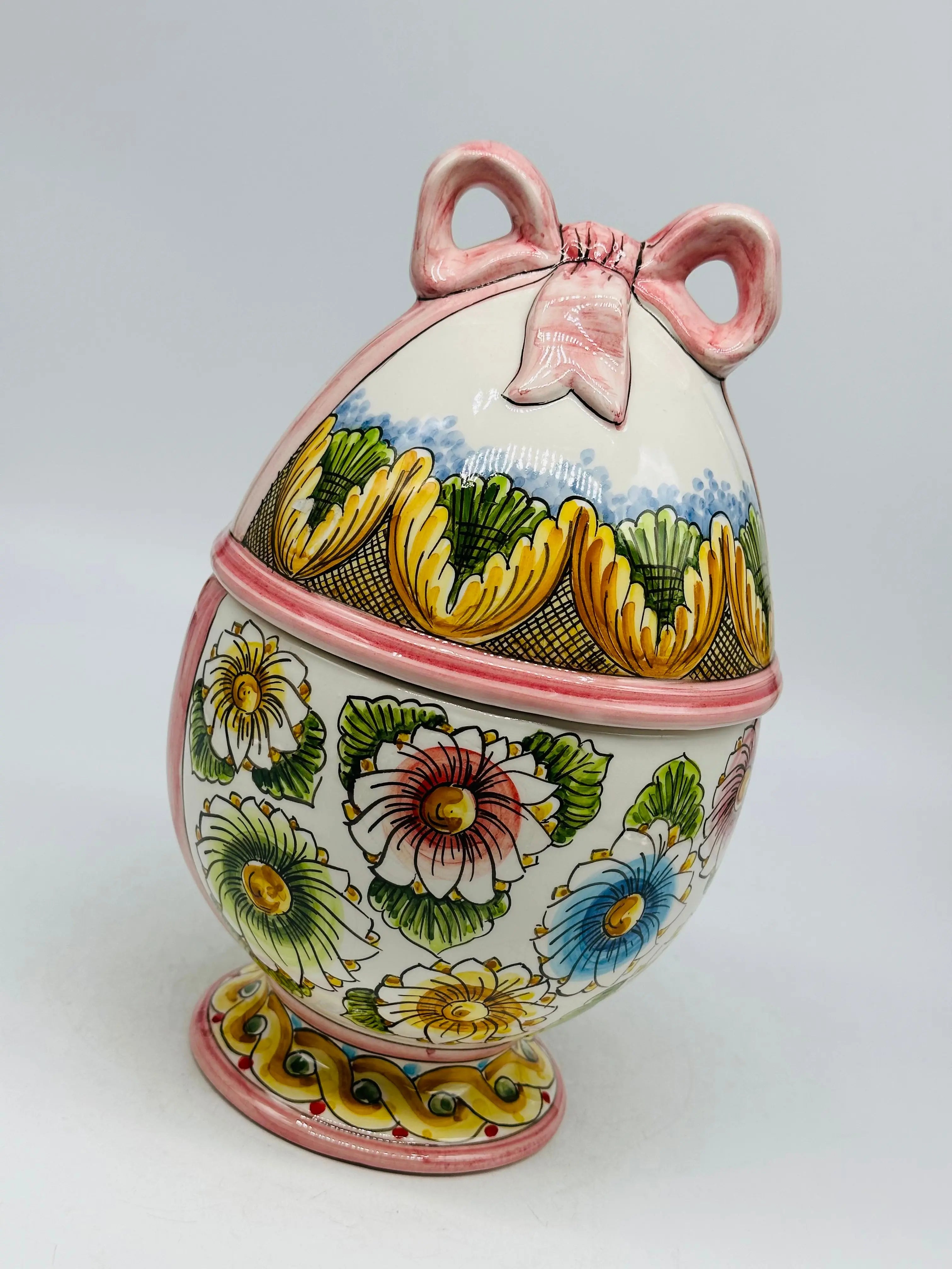 Uovo di Pasqua Contenitore H.27cm Ceramica Caltagirone dipinto a mano DD CERAMICHE SICILIANE
