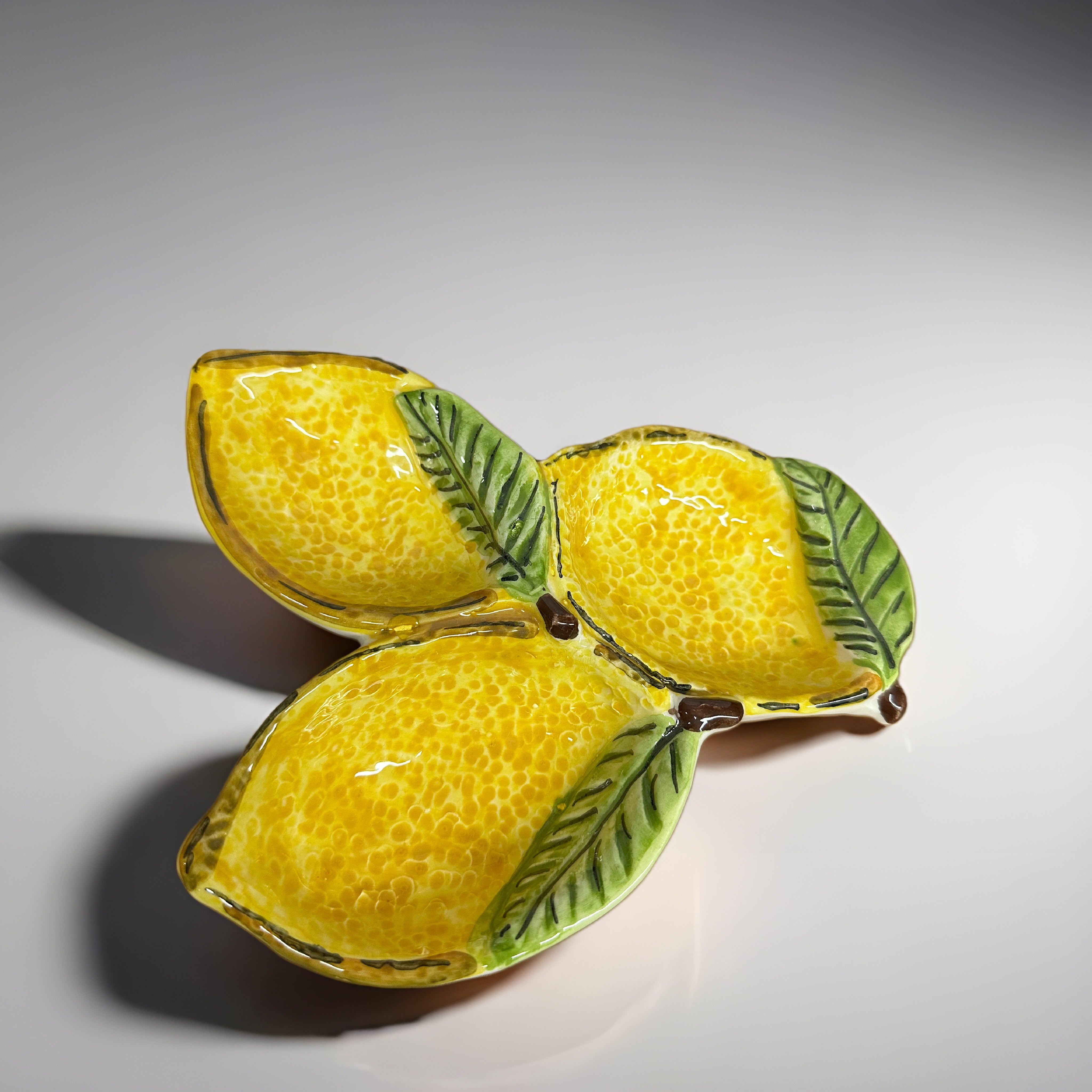 Antipastiera Limoni Decorata a mano 21x16cm Ceramica Caltagirone - OGGETTISTICA