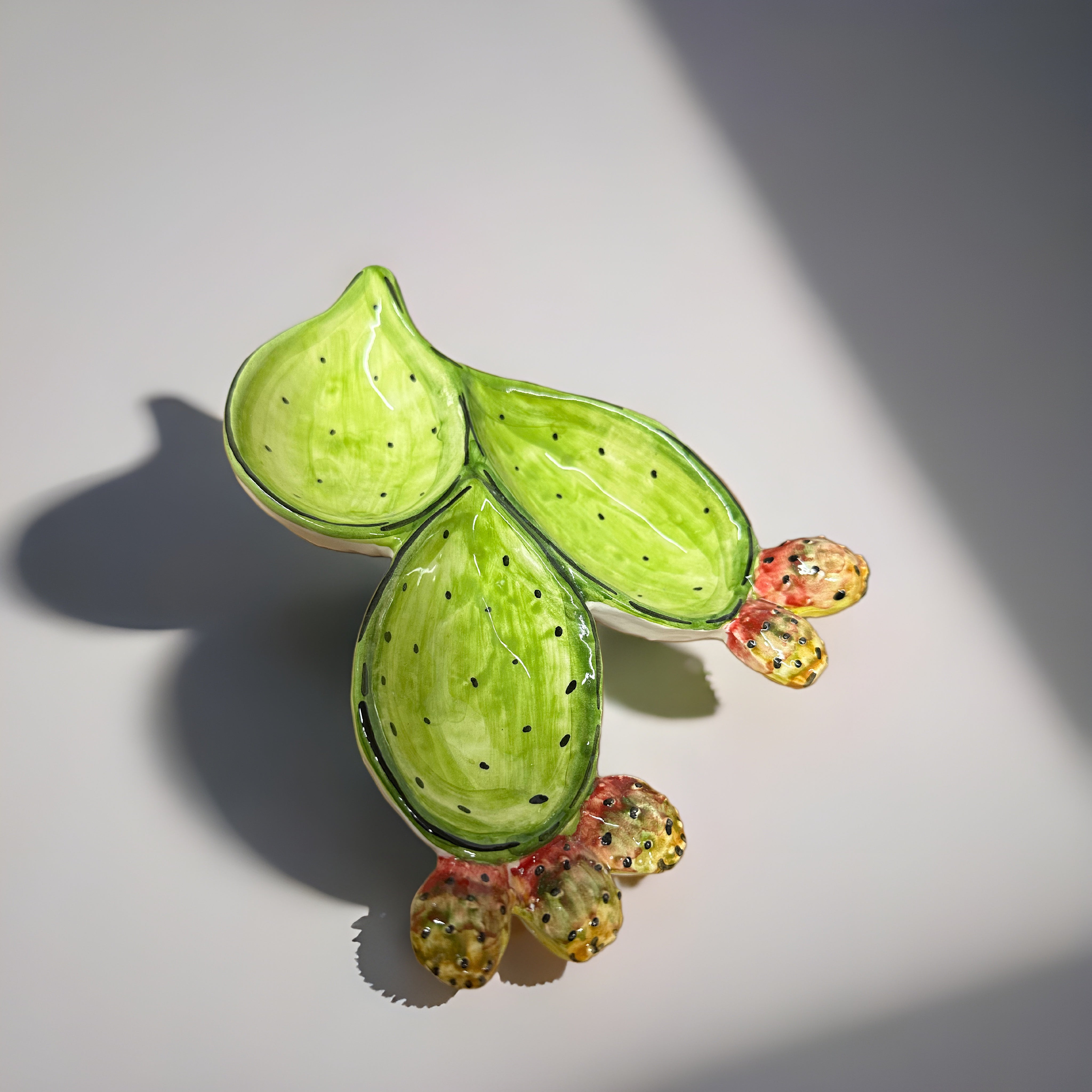 Antipastiera Pala Fichi d’India Decorata a mano 24x20cm Ceramica Caltagirone - OGGETTISTICA