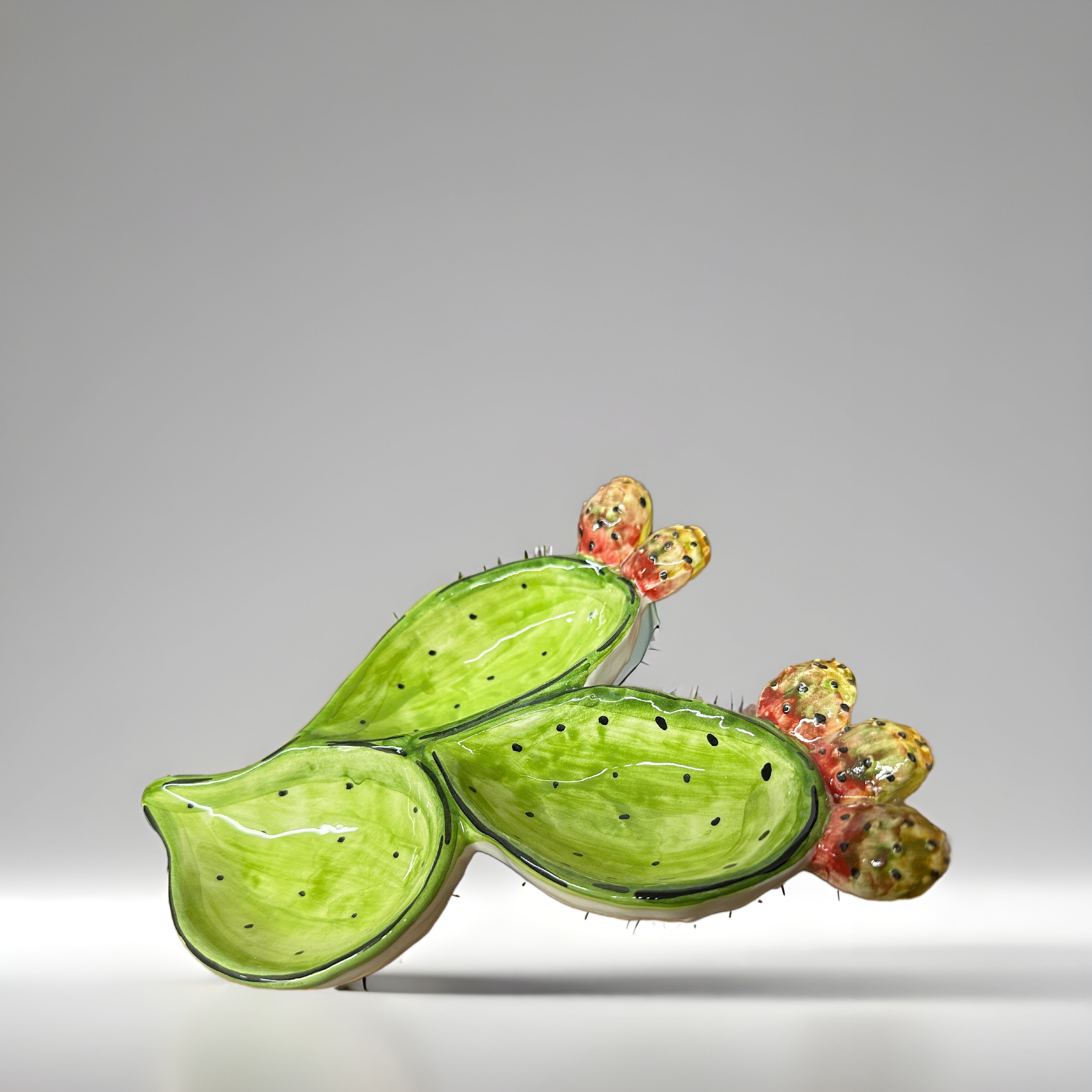 Antipastiera Pala Fichi d’India Decorata a mano 24x20cm Ceramica Caltagirone - OGGETTISTICA