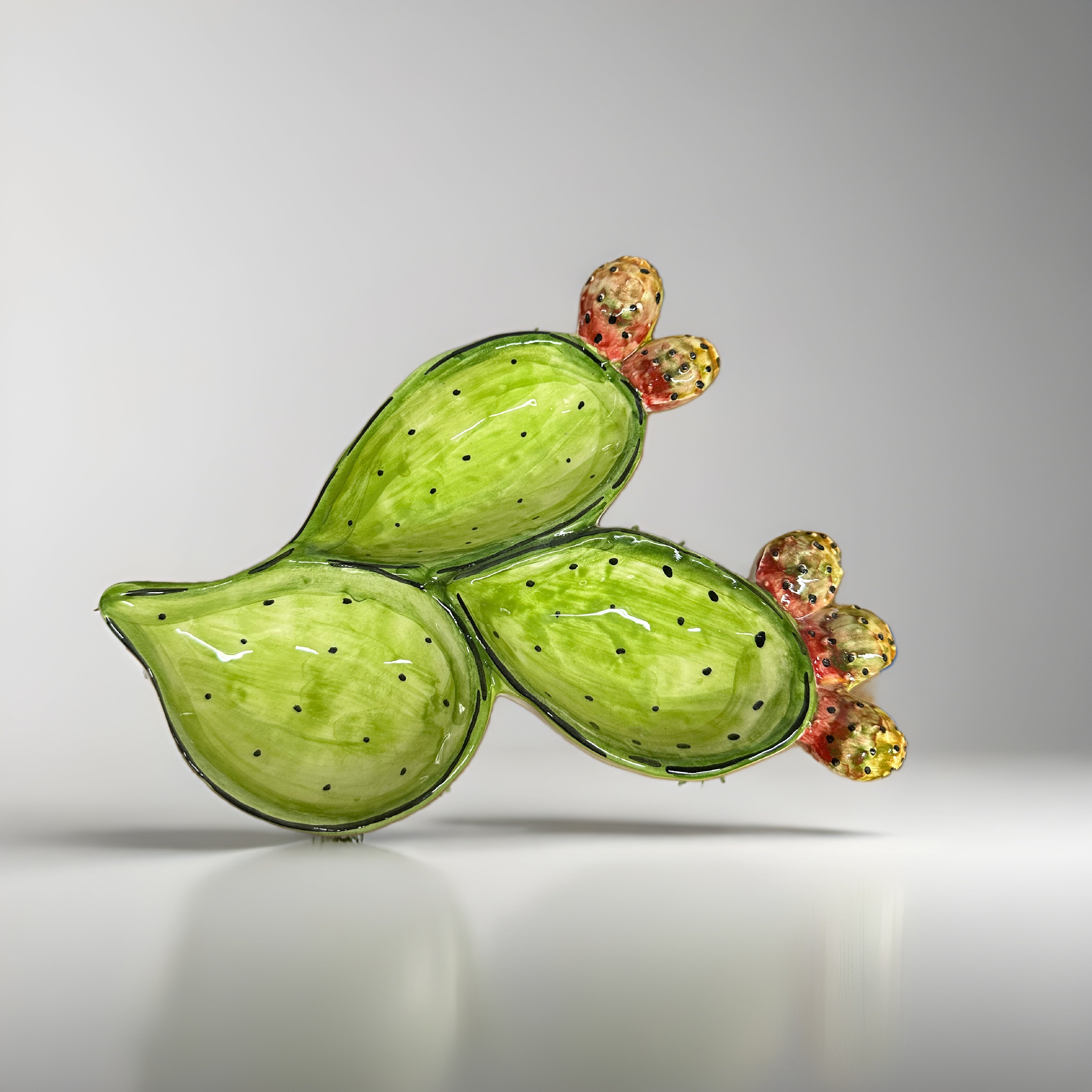 Antipastiera Pala Fichi d’India Decorata a mano 24x20cm Ceramica Caltagirone - OGGETTISTICA