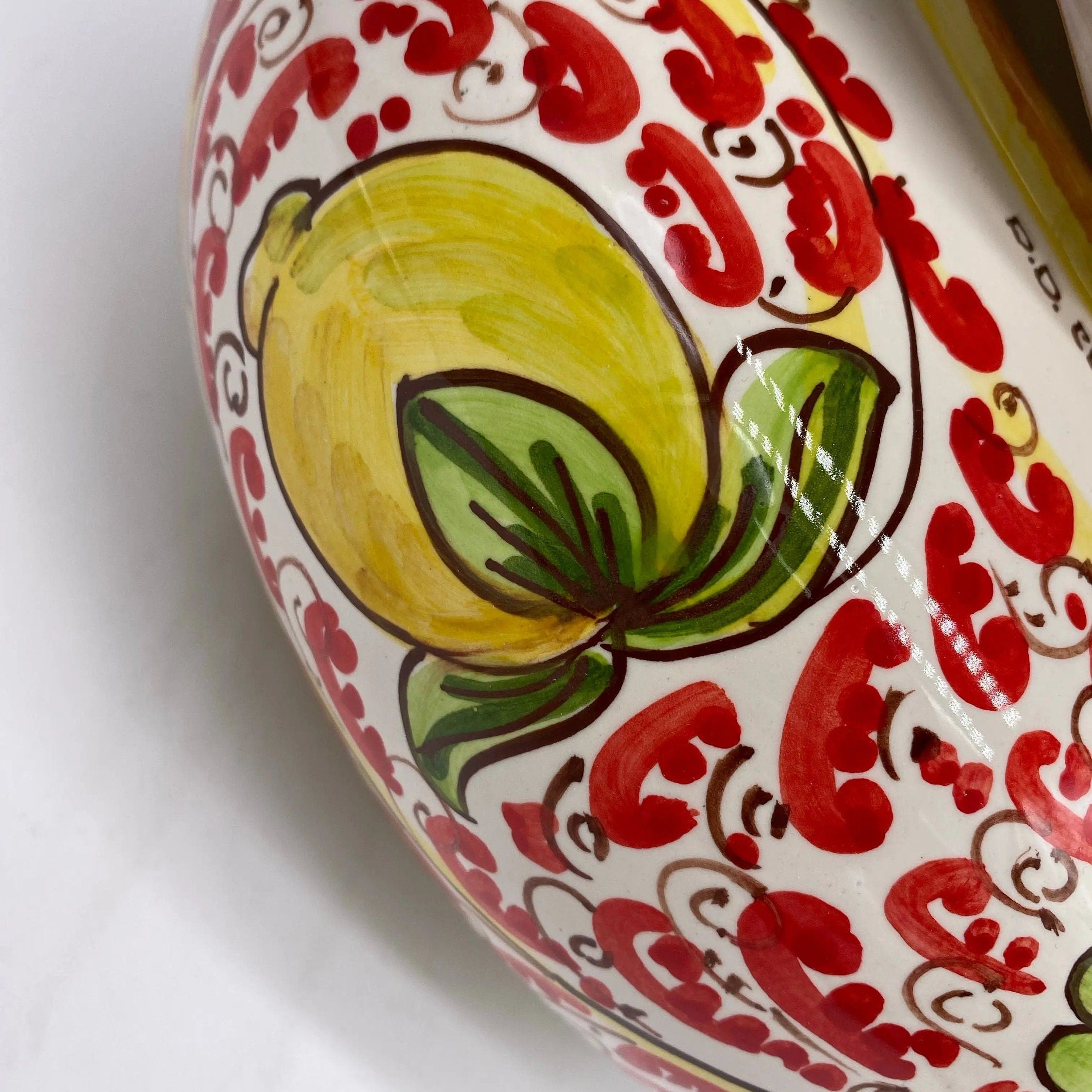 Biscottiera Decorata 600 Limoni Ceramica Caltagirone cm H.18 L.24 Artigianale DD CERAMICHE SICILIANE