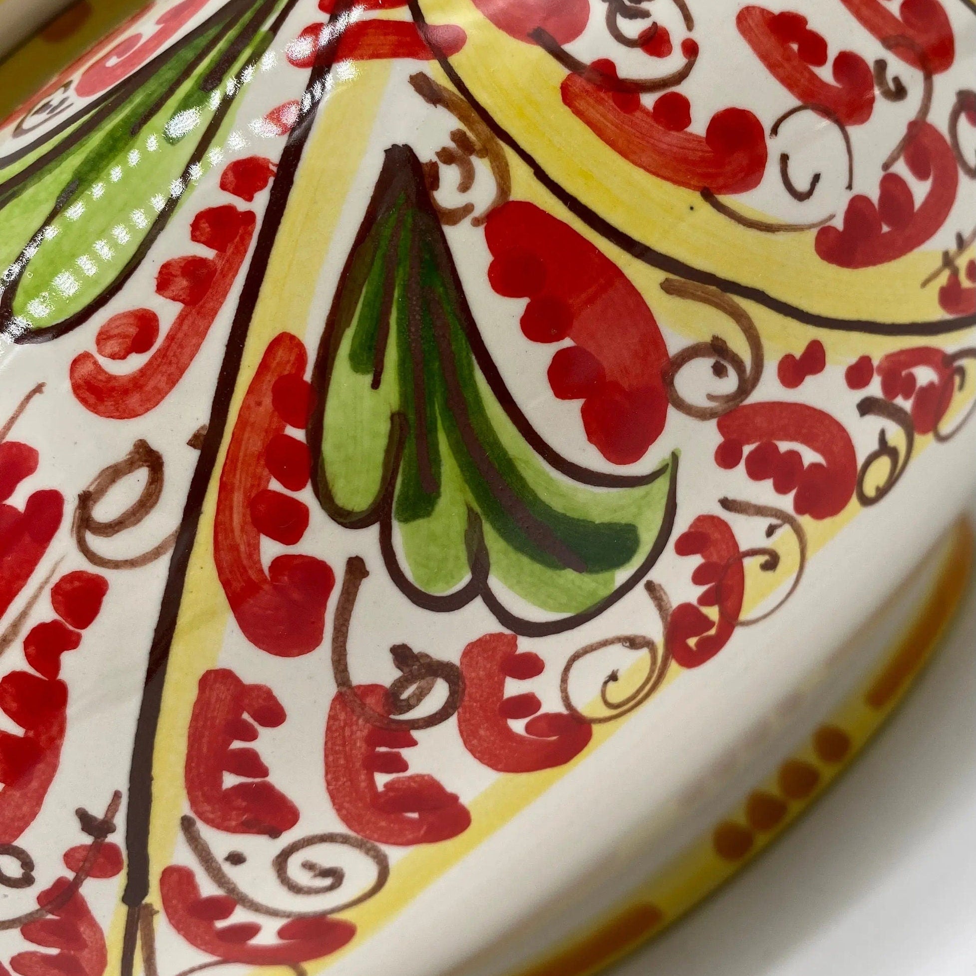 Biscottiera Decorata 600 Limoni Ceramica Caltagirone cm H.18 L.24 Artigianale DD CERAMICHE SICILIANE