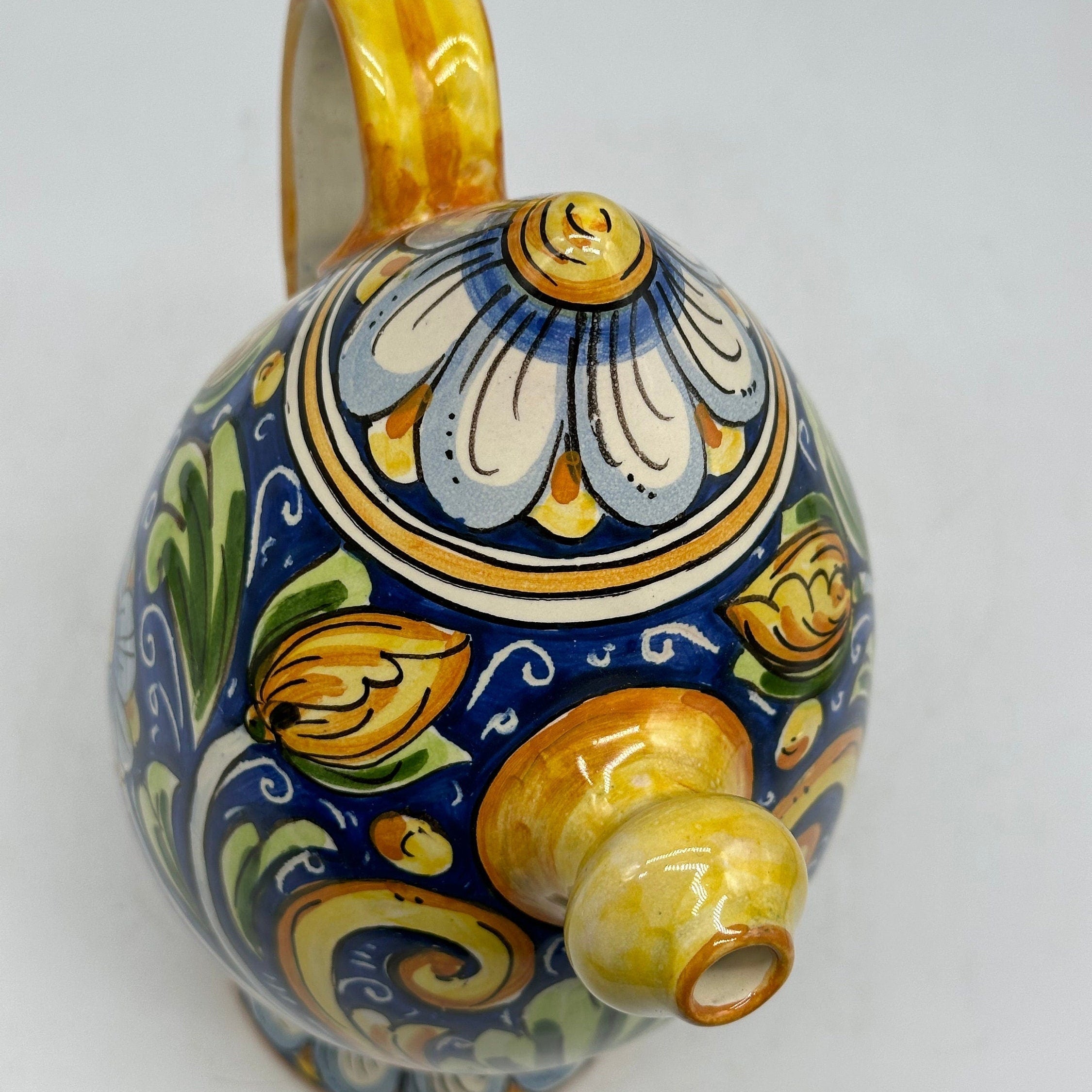 Brocca Tipica "Bummulu Malandrino" 0,5 Litri interamente fatto a mano Ceramica Caltagirone Decoro N.1