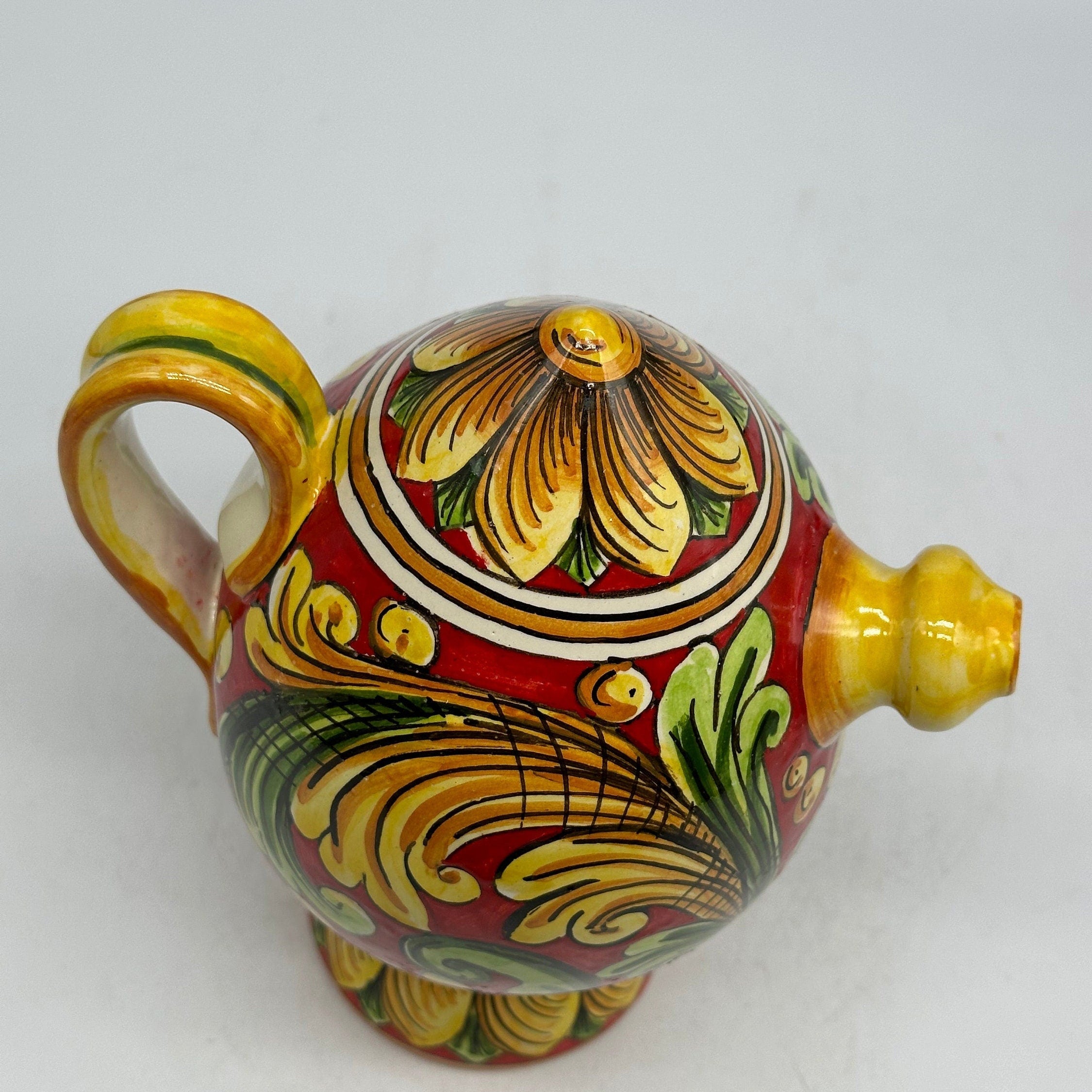 Brocca Tipica "Bummulu Malandrino" 0,5 Litri interamente fatto a mano Ceramica Caltagirone Decoro N.3