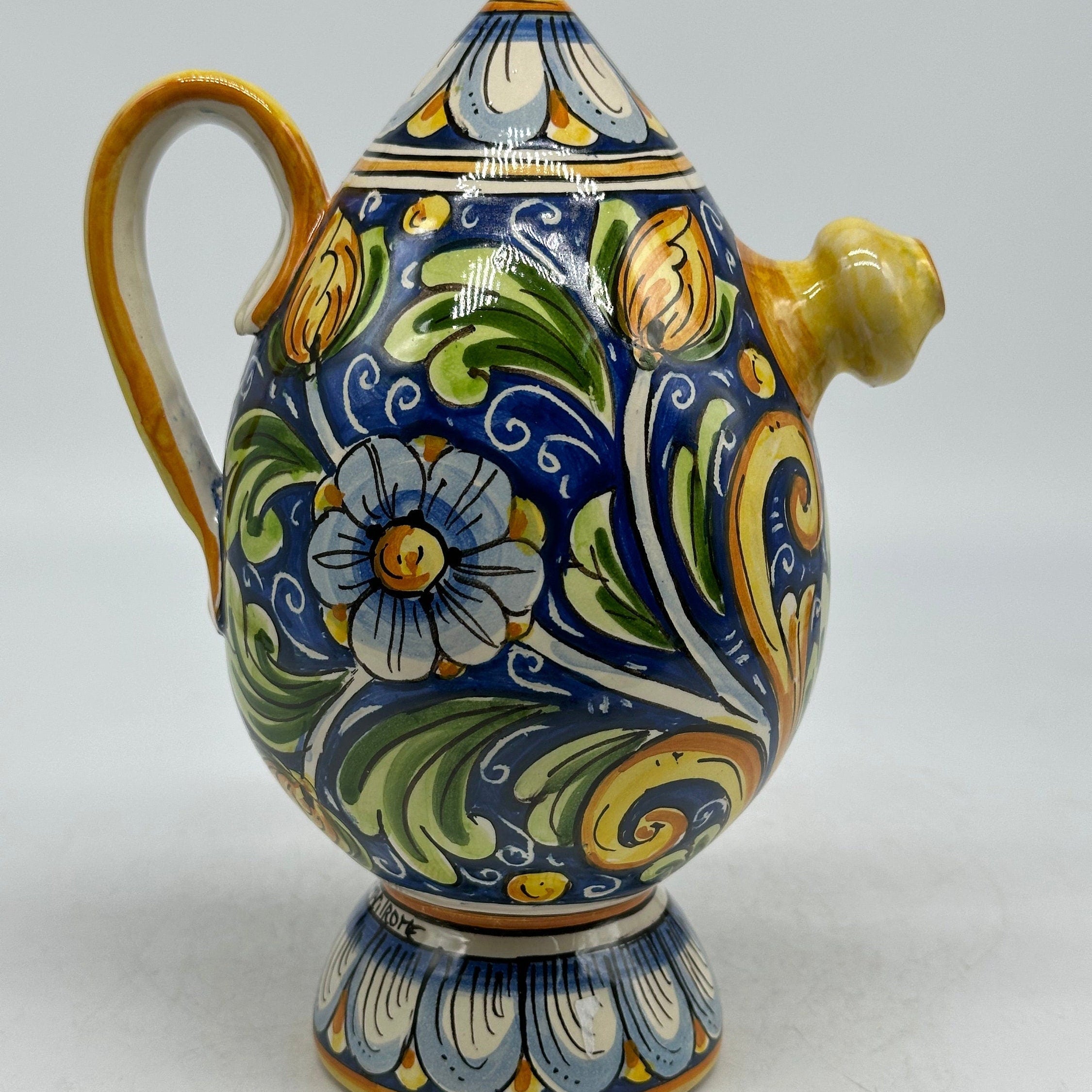 Brocca Tipica "Bummulu Malandrino" 0,5 Litri interamente fatto a mano Ceramica Caltagirone Decoro N.1