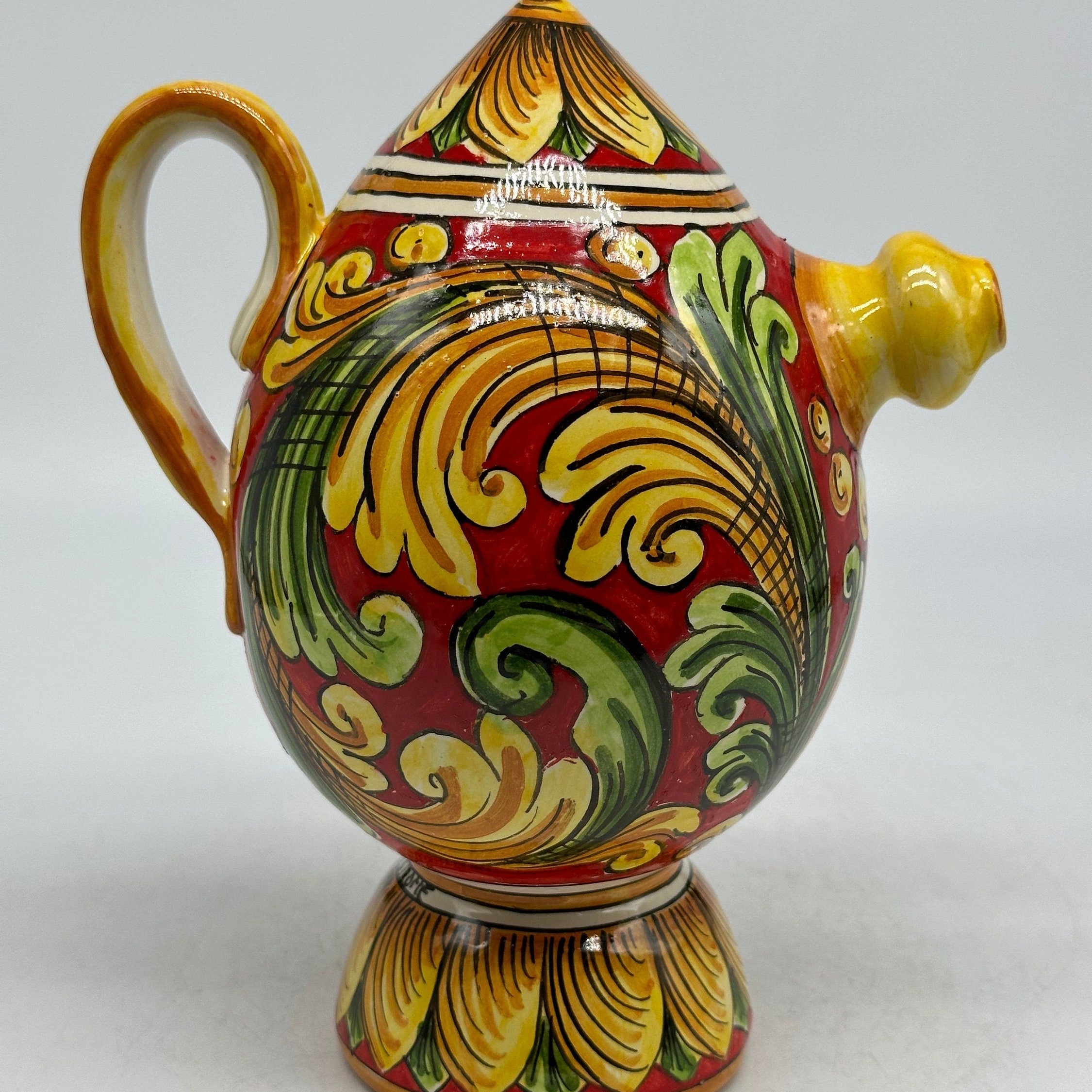 Brocca Tipica "Bummulu Malandrino" 0,5 Litri interamente fatto a mano Ceramica Caltagirone Decoro N.3