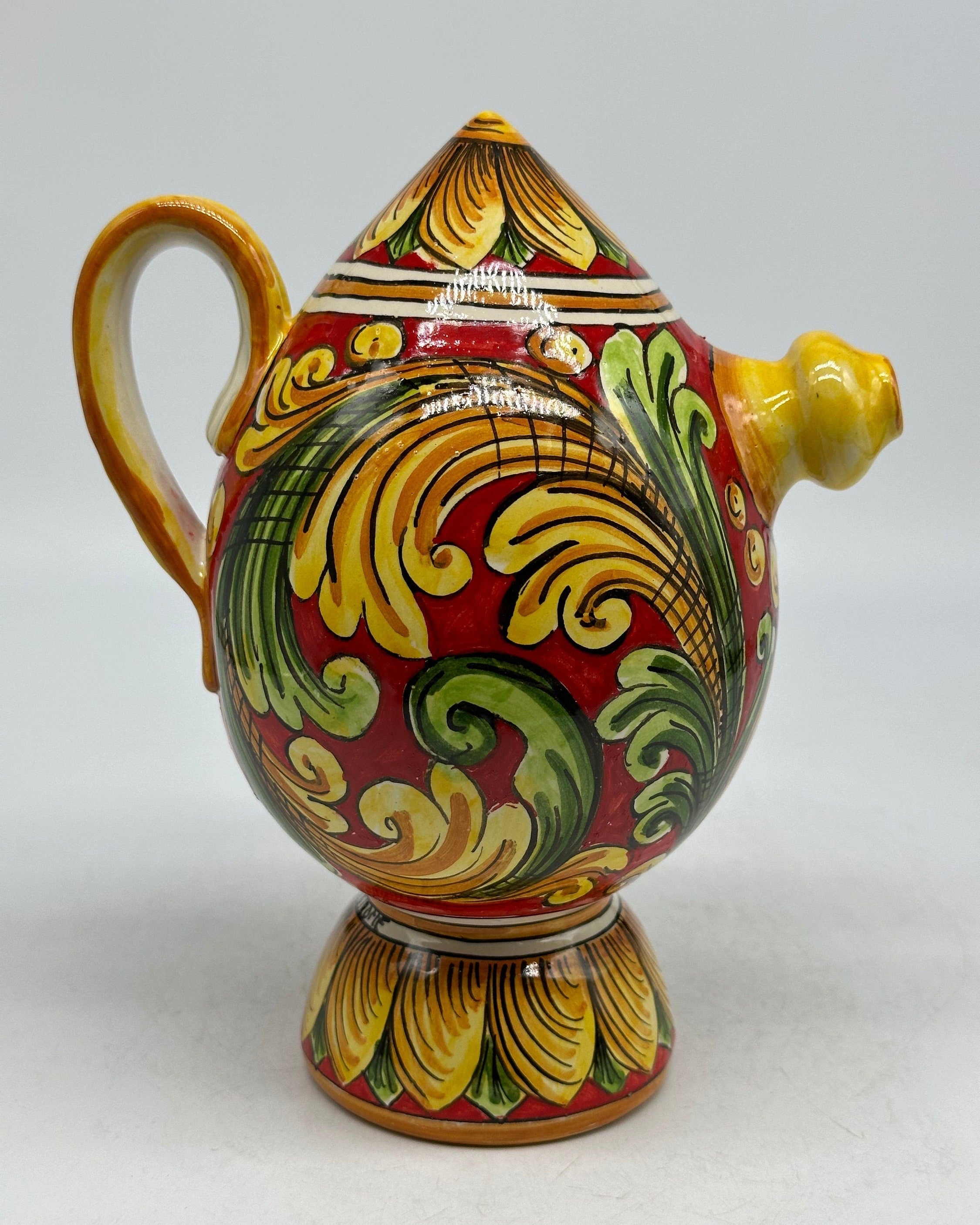 Brocca Tipica "Bummulu Malandrino" 0,5 Litri interamente fatto a mano Ceramica Caltagirone Decoro N.3