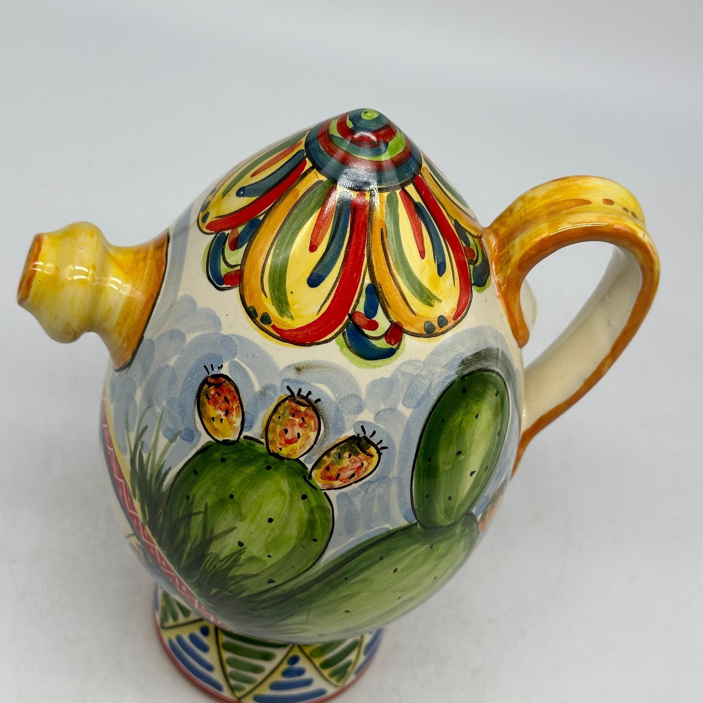 Brocca Tipica "Bummulu Malandrino" 0,5 Litri interamente fatto a mano Ceramica Caltagirone Decoro N.2