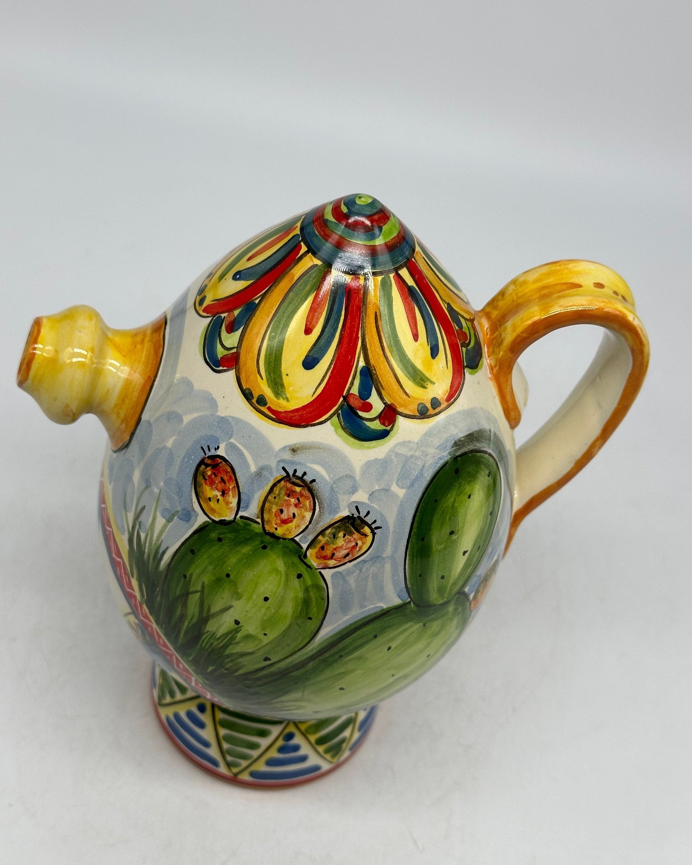 Brocca Tipica "Bummulu Malandrino" 0,5 Litri interamente fatto a mano Ceramica Caltagirone Decoro N.2