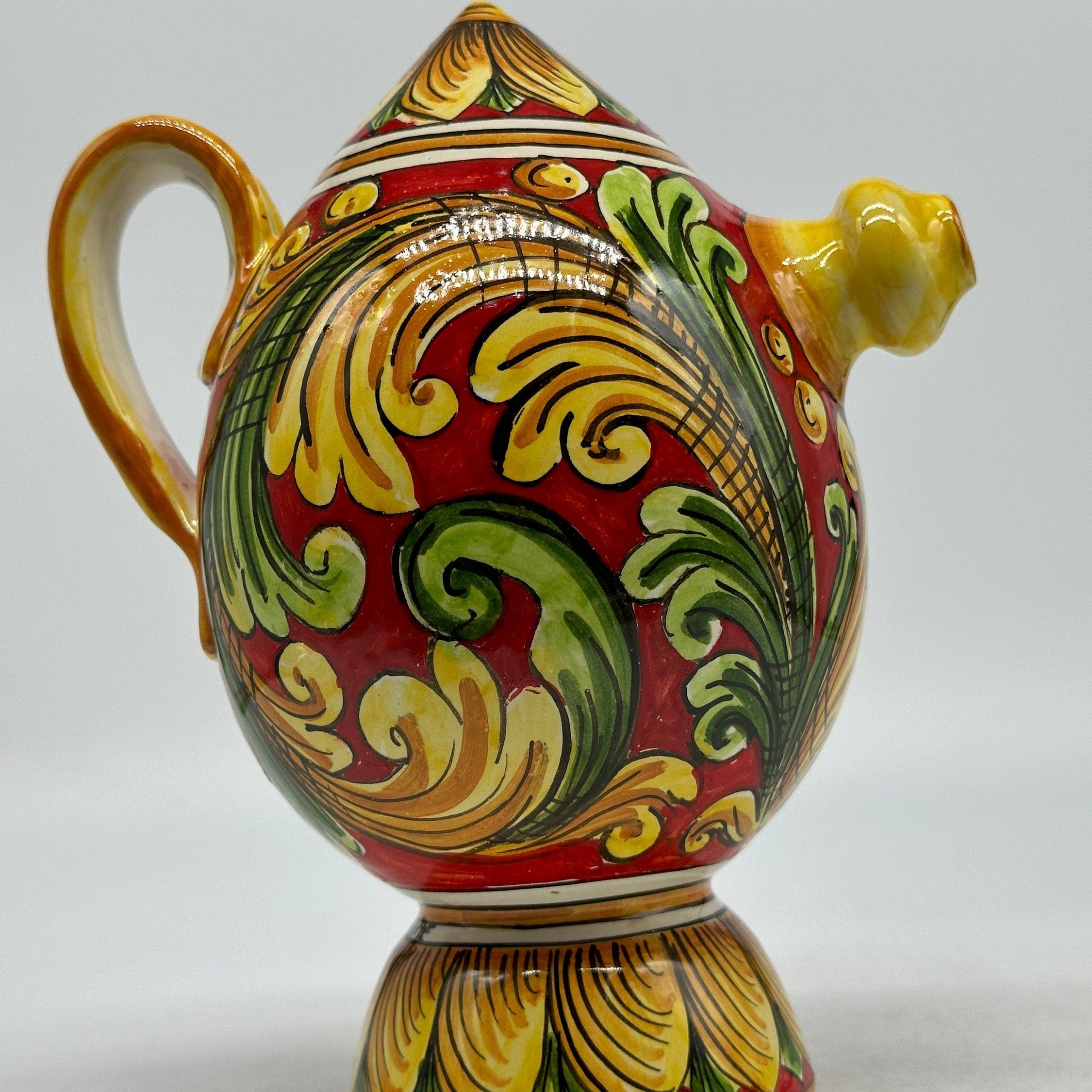 Brocca Tipica "Bummulu Malandrino" 0,5 Litri interamente fatto a mano Ceramica Caltagirone Decoro N.3