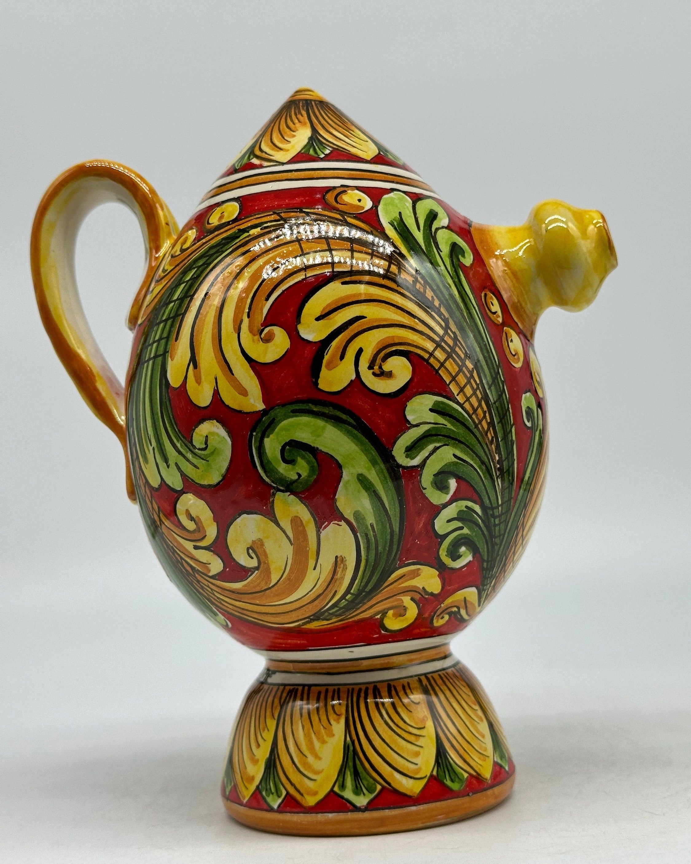 Brocca Tipica "Bummulu Malandrino" 0,5 Litri interamente fatto a mano Ceramica Caltagirone Decoro N.3