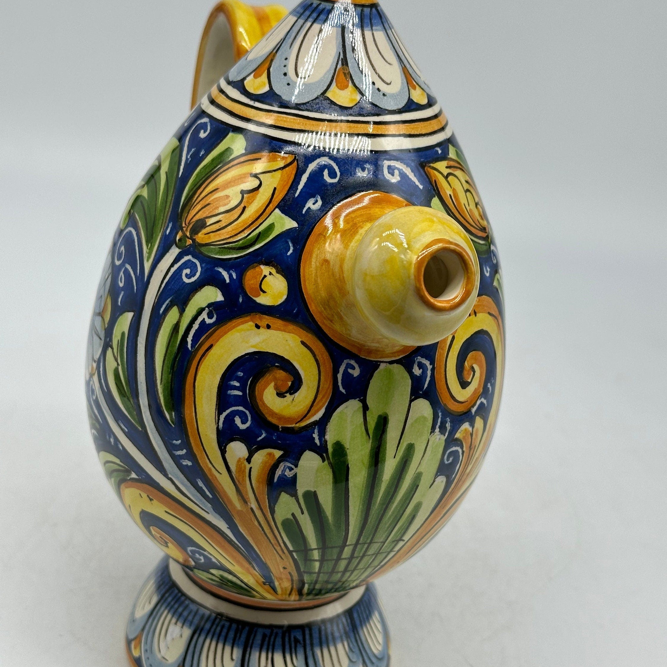 Brocca Tipica "Bummulu Malandrino" 0,5 Litri interamente fatto a mano Ceramica Caltagirone Decoro N.1