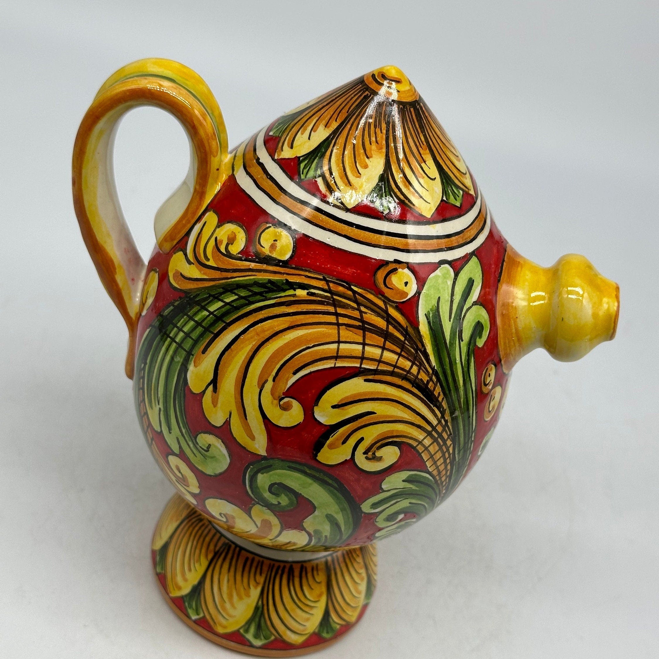 Brocca Tipica "Bummulu Malandrino" 0,5 Litri interamente fatto a mano Ceramica Caltagirone Decoro N.3