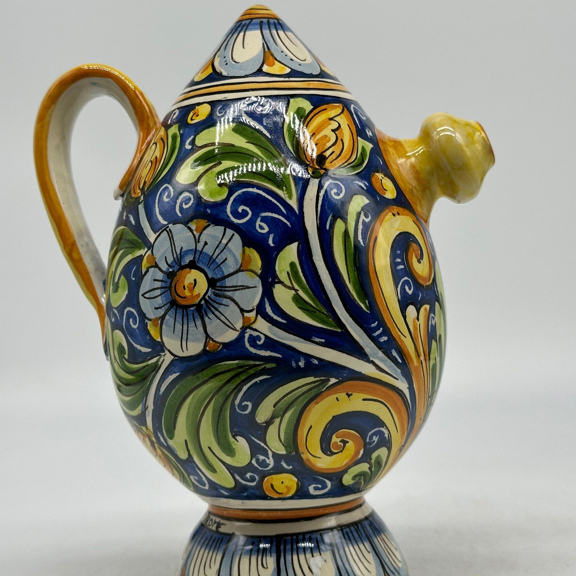 Brocca Tipica "Bummulu Malandrino" 0,5 Litri interamente fatto a mano Ceramica Caltagirone Decoro N.1