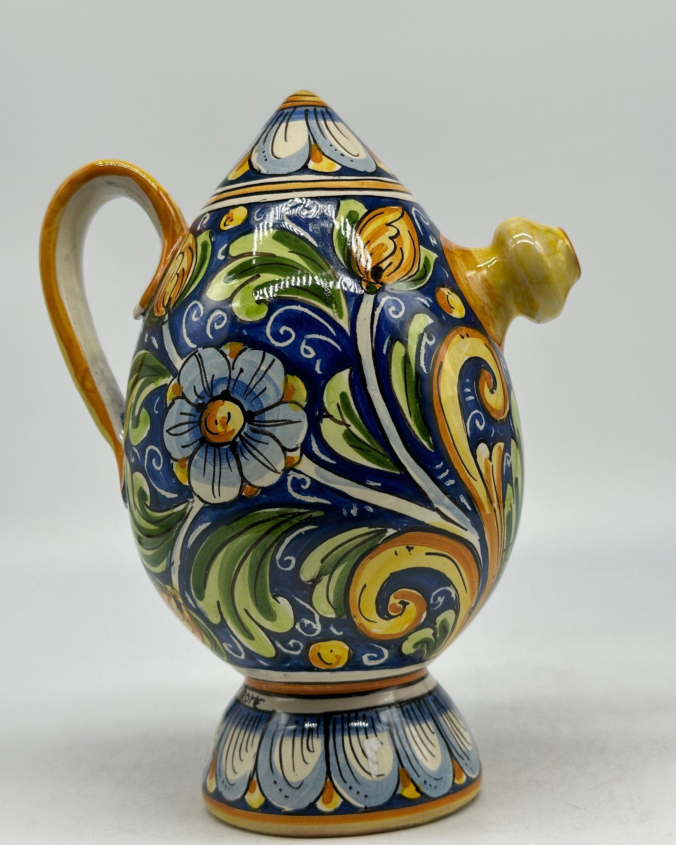 Brocca Tipica "Bummulu Malandrino" 0,5 Litri interamente fatto a mano Ceramica Caltagirone Decoro N.1