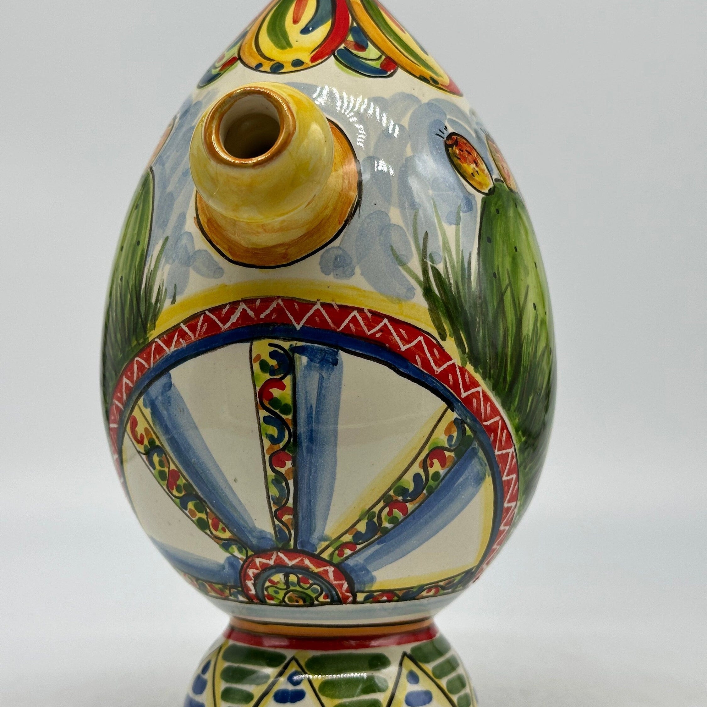 Brocca Tipica "Bummulu Malandrino" 0,5 Litri interamente fatto a mano Ceramica Caltagirone Decoro N.2