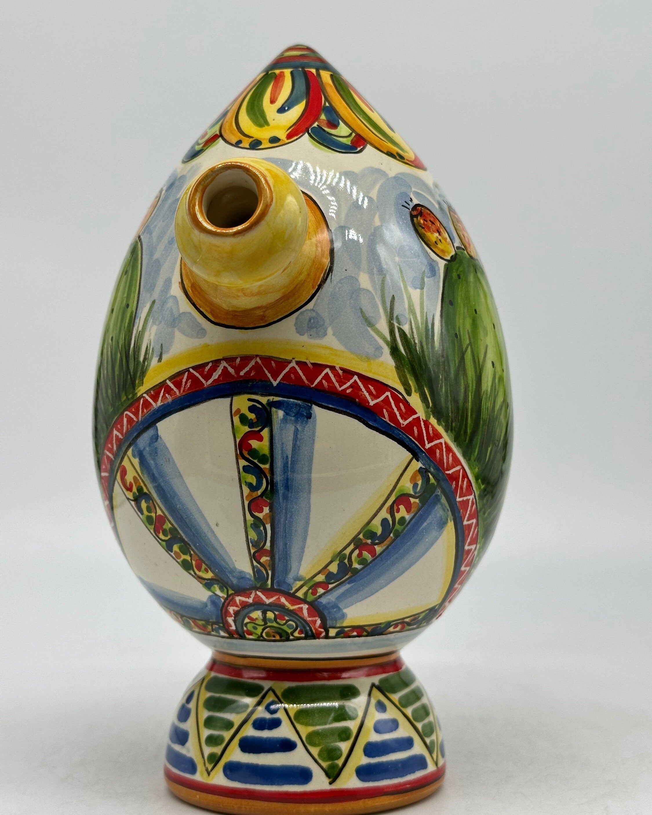 Brocca Tipica "Bummulu Malandrino" 0,5 Litri interamente fatto a mano Ceramica Caltagirone Decoro N.2