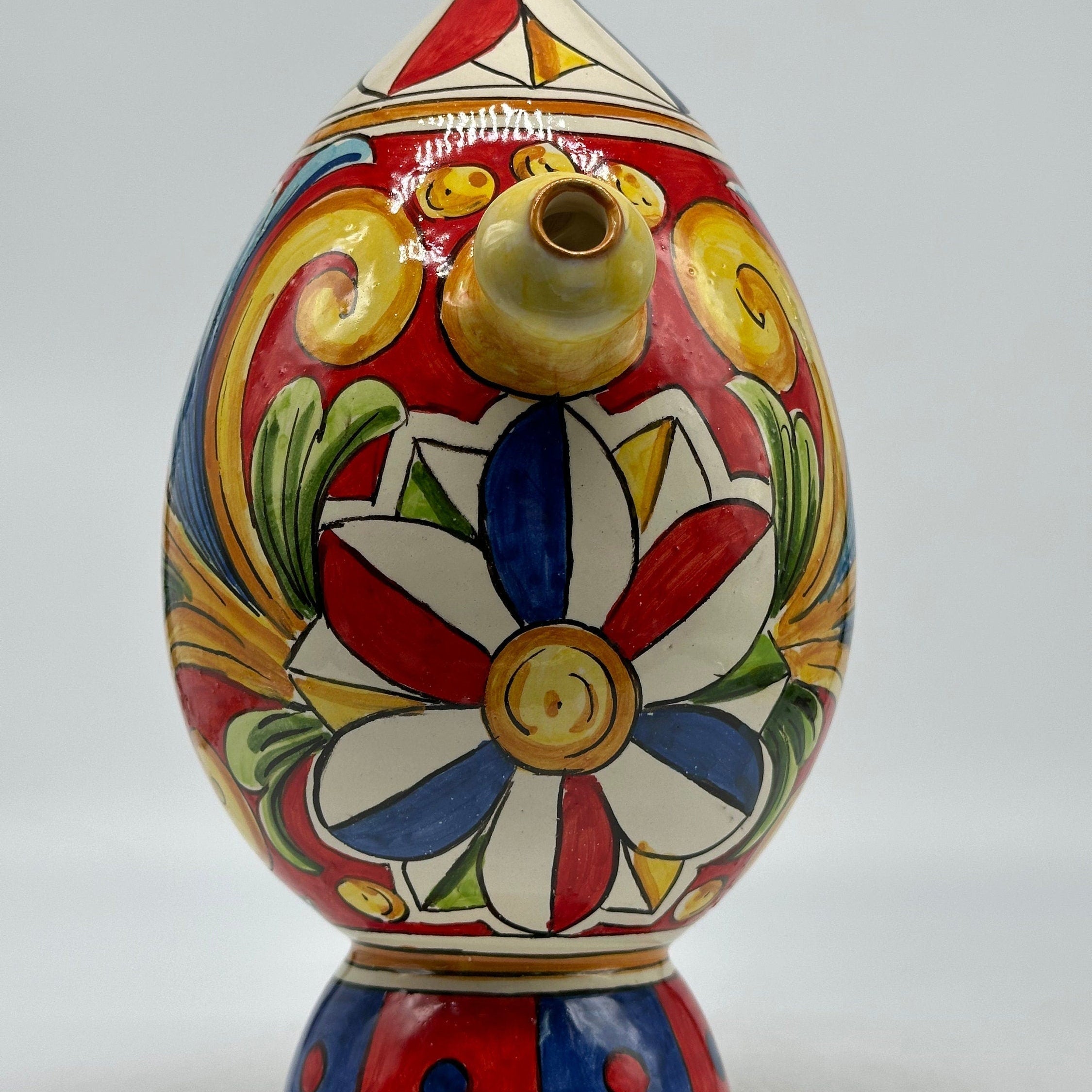 Brocca Tipica "Bummulu Malandrino" 1 Litro interamente fatto a mano Ceramica Caltagirone Decoro N.5