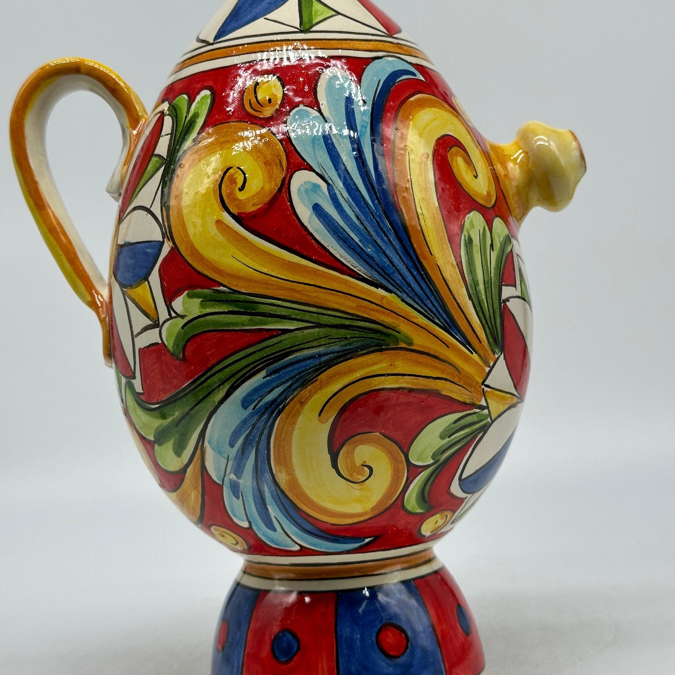 Brocca Tipica "Bummulu Malandrino" 1 Litro interamente fatto a mano Ceramica Caltagirone Decoro N.5