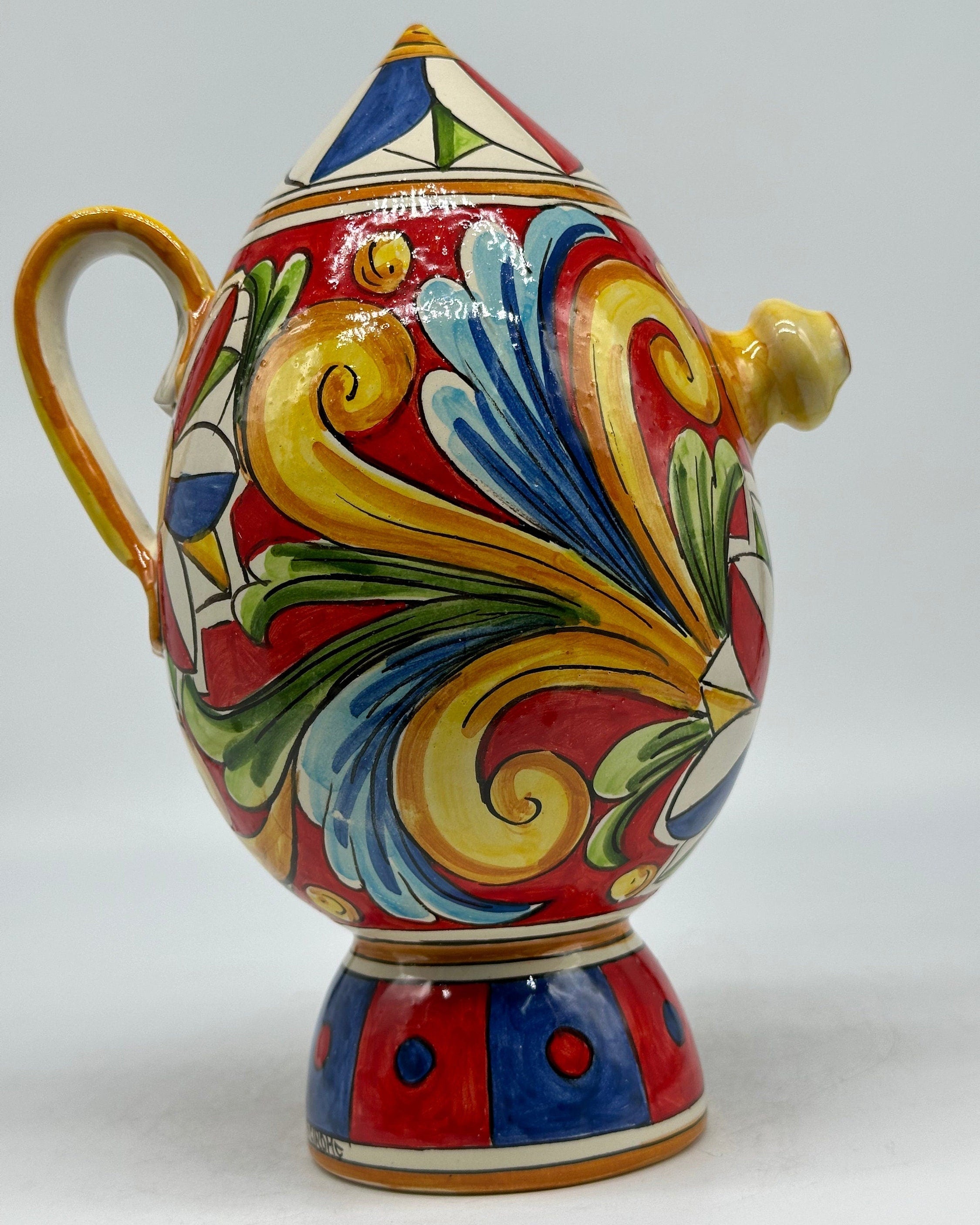 Brocca Tipica "Bummulu Malandrino" 1 Litro interamente fatto a mano Ceramica Caltagirone Decoro N.5