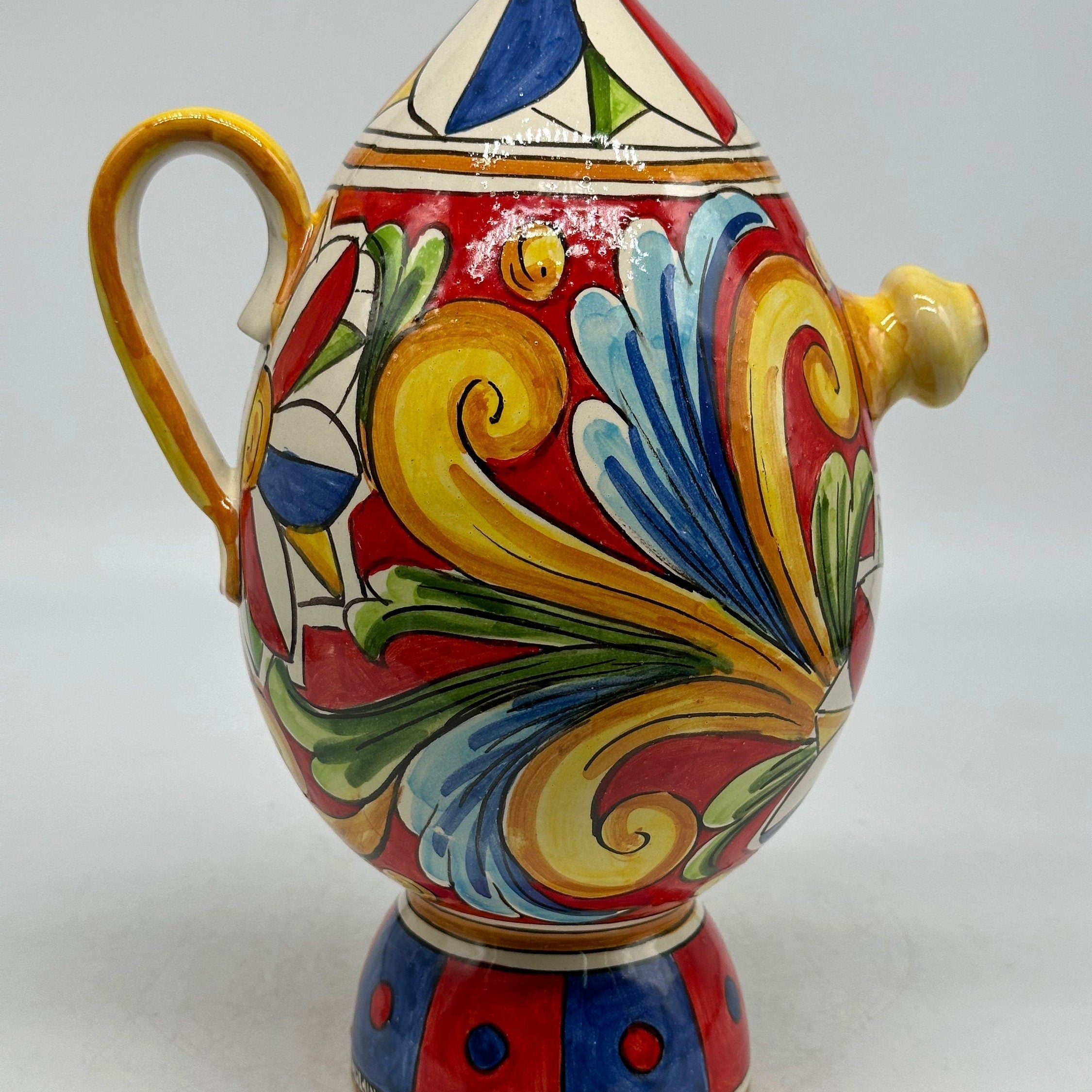 Brocca Tipica "Bummulu Malandrino" 1 Litro interamente fatto a mano Ceramica Caltagirone Decoro N.5