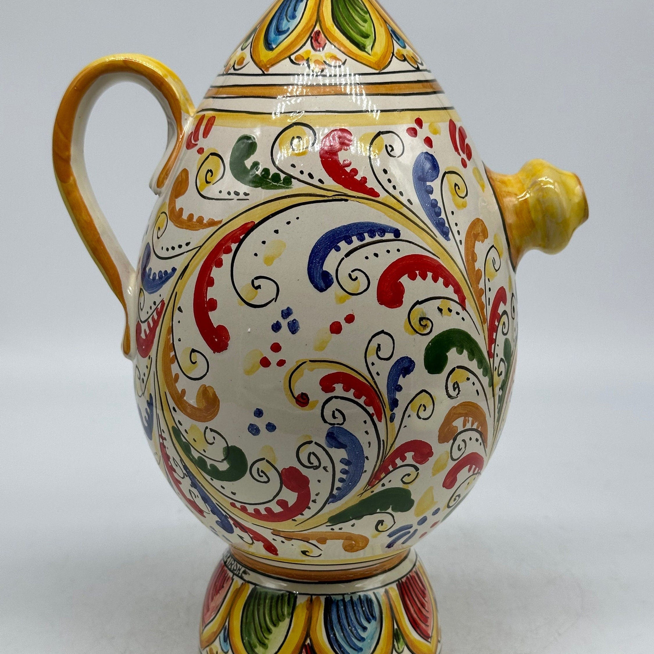 Brocca Tipica "Bummulu Malandrino" 1 Litro interamente fatto a mano Ceramica Caltagirone Decoro N.4