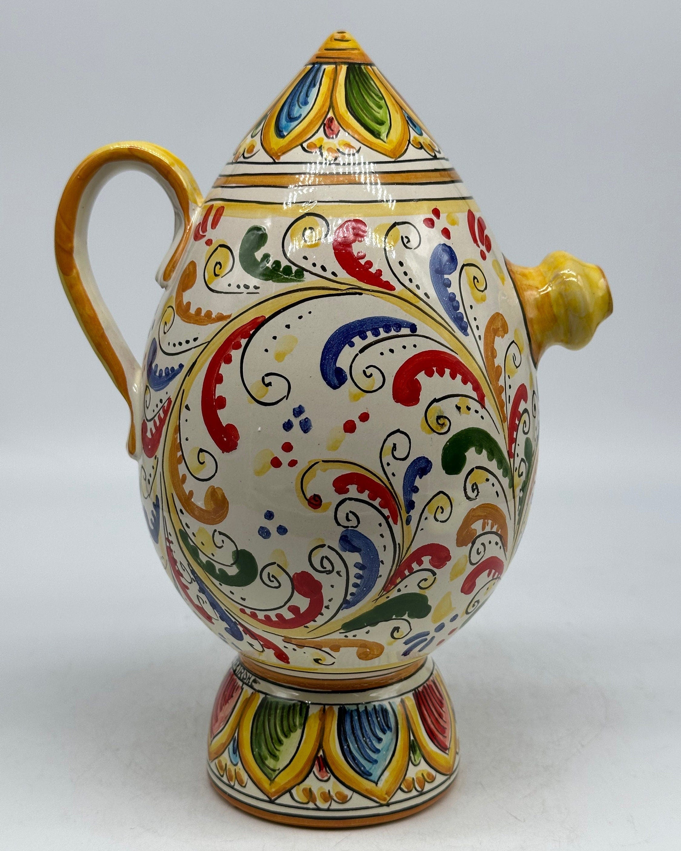 Brocca Tipica "Bummulu Malandrino" 1 Litro interamente fatto a mano Ceramica Caltagirone Decoro N.4