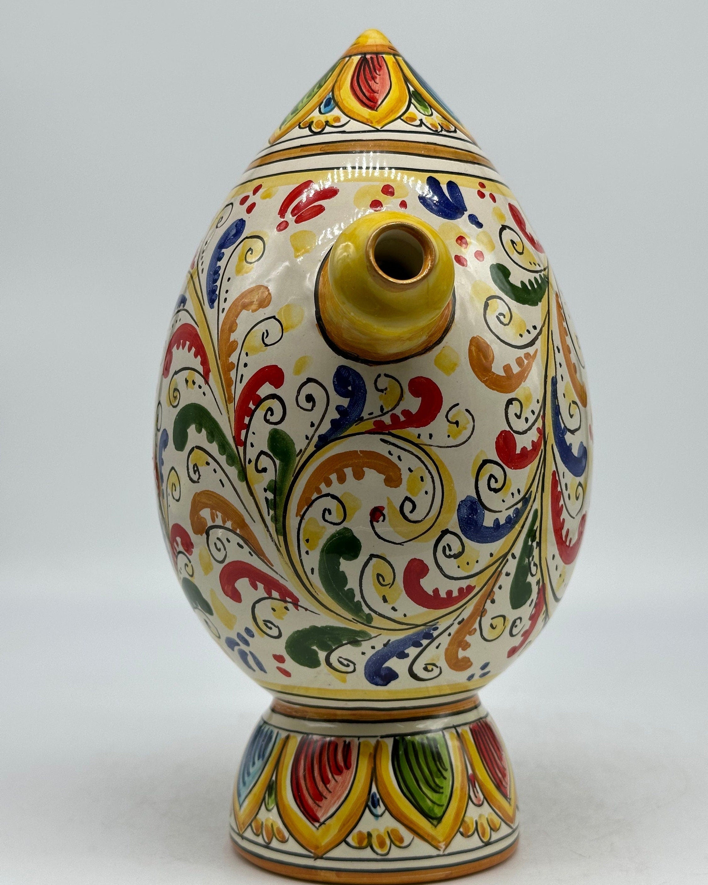 Brocca Tipica "Bummulu Malandrino" 1 Litro interamente fatto a mano Ceramica Caltagirone Decoro N.4