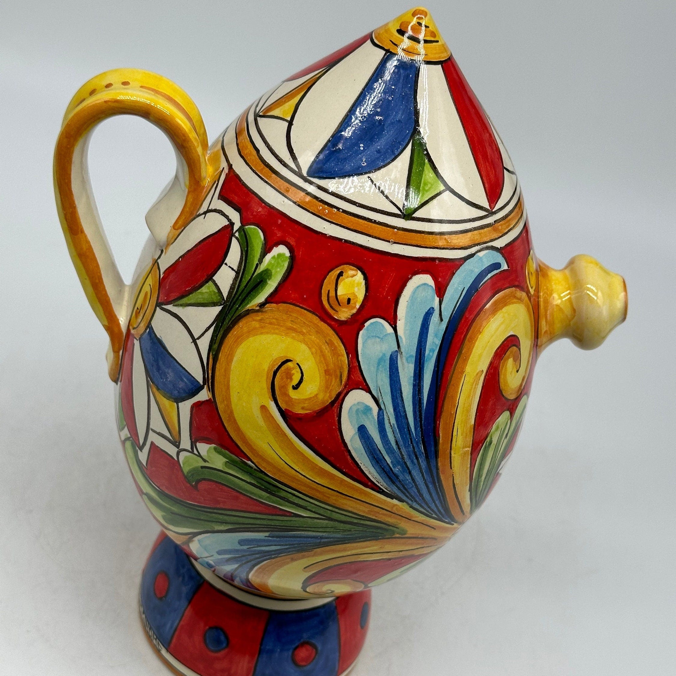 Brocca Tipica "Bummulu Malandrino" 1 Litro interamente fatto a mano Ceramica Caltagirone Decoro N.5