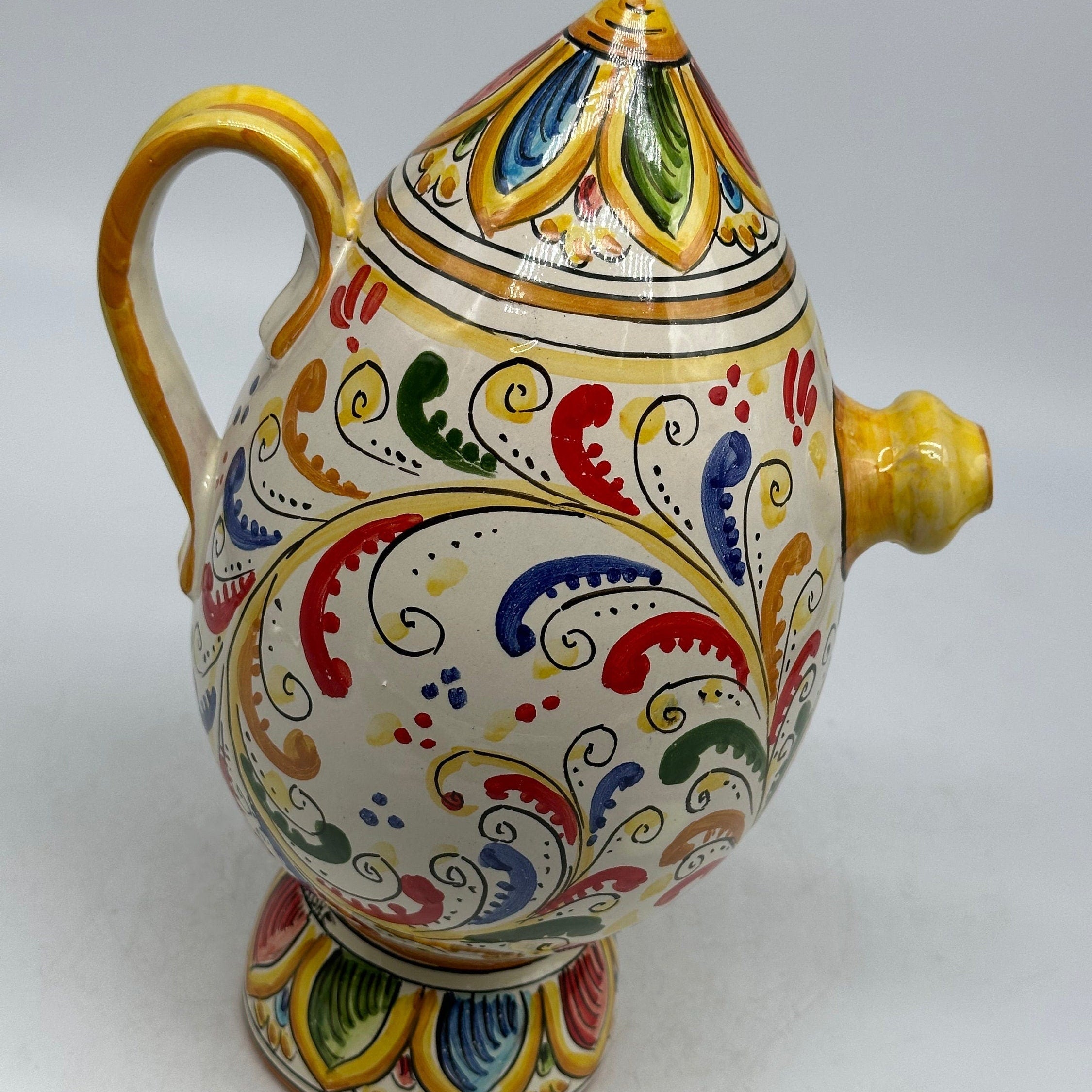 Brocca Tipica "Bummulu Malandrino" 1 Litro interamente fatto a mano Ceramica Caltagirone Decoro N.4