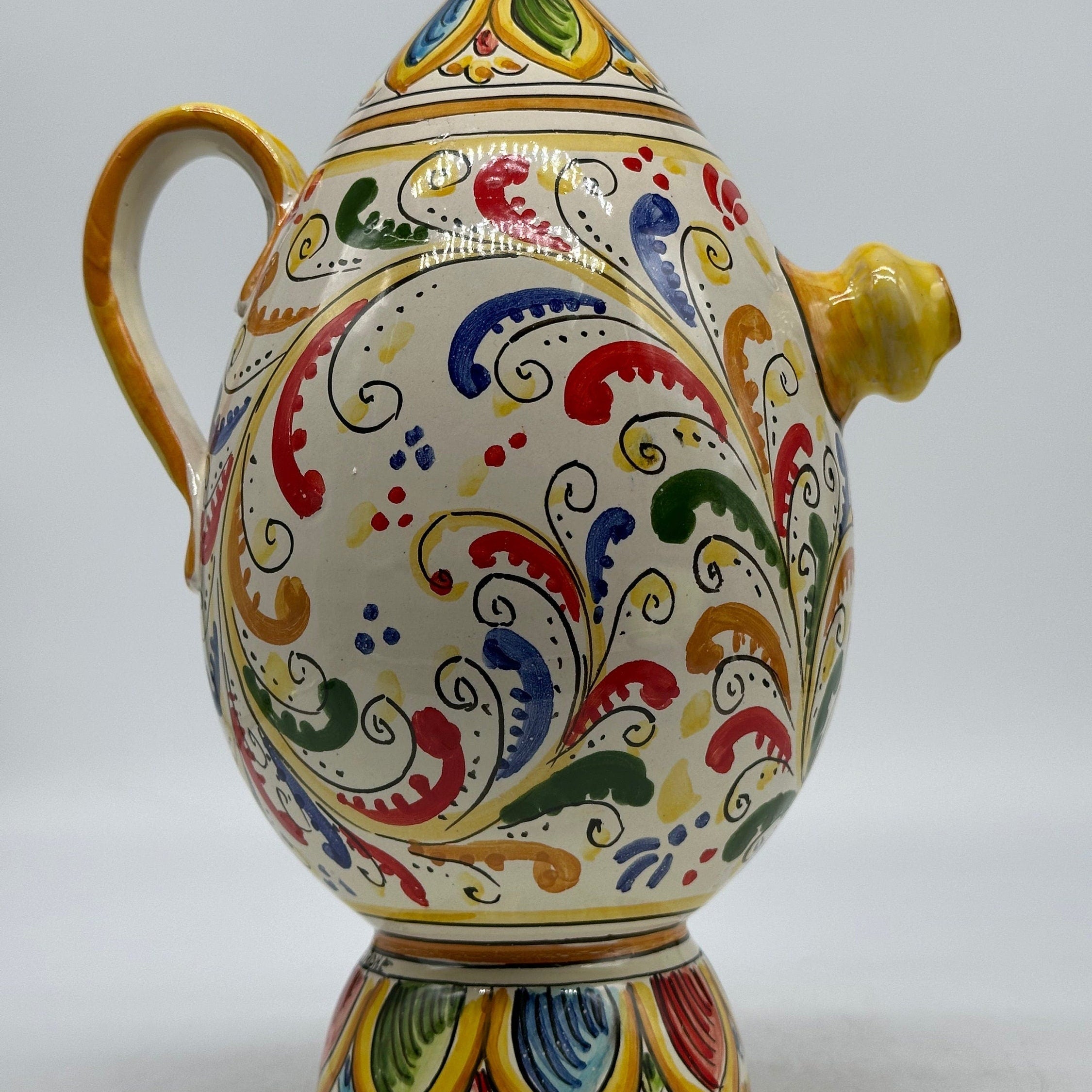 Brocca Tipica "Bummulu Malandrino" 1 Litro interamente fatto a mano Ceramica Caltagirone Decoro N.4