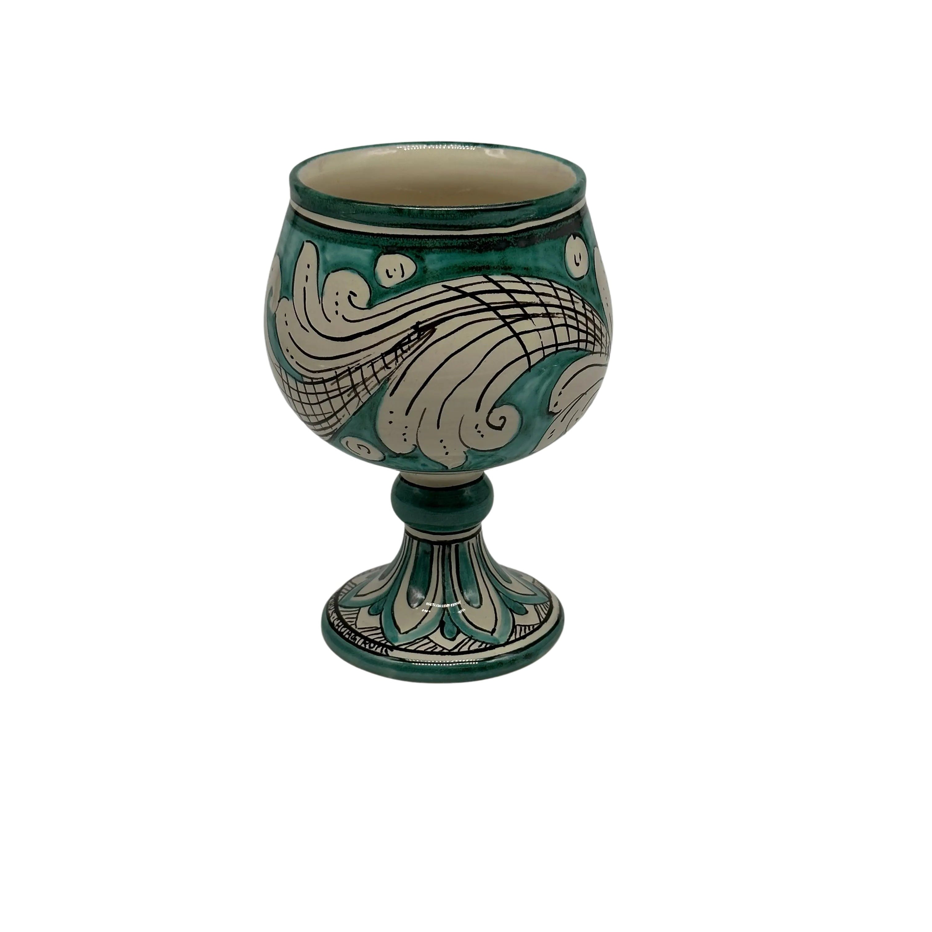 Calice Ceramica Caltagirone decorato a mano Soprammobile VARI COLORI DD CERAMICHE SICILIANE