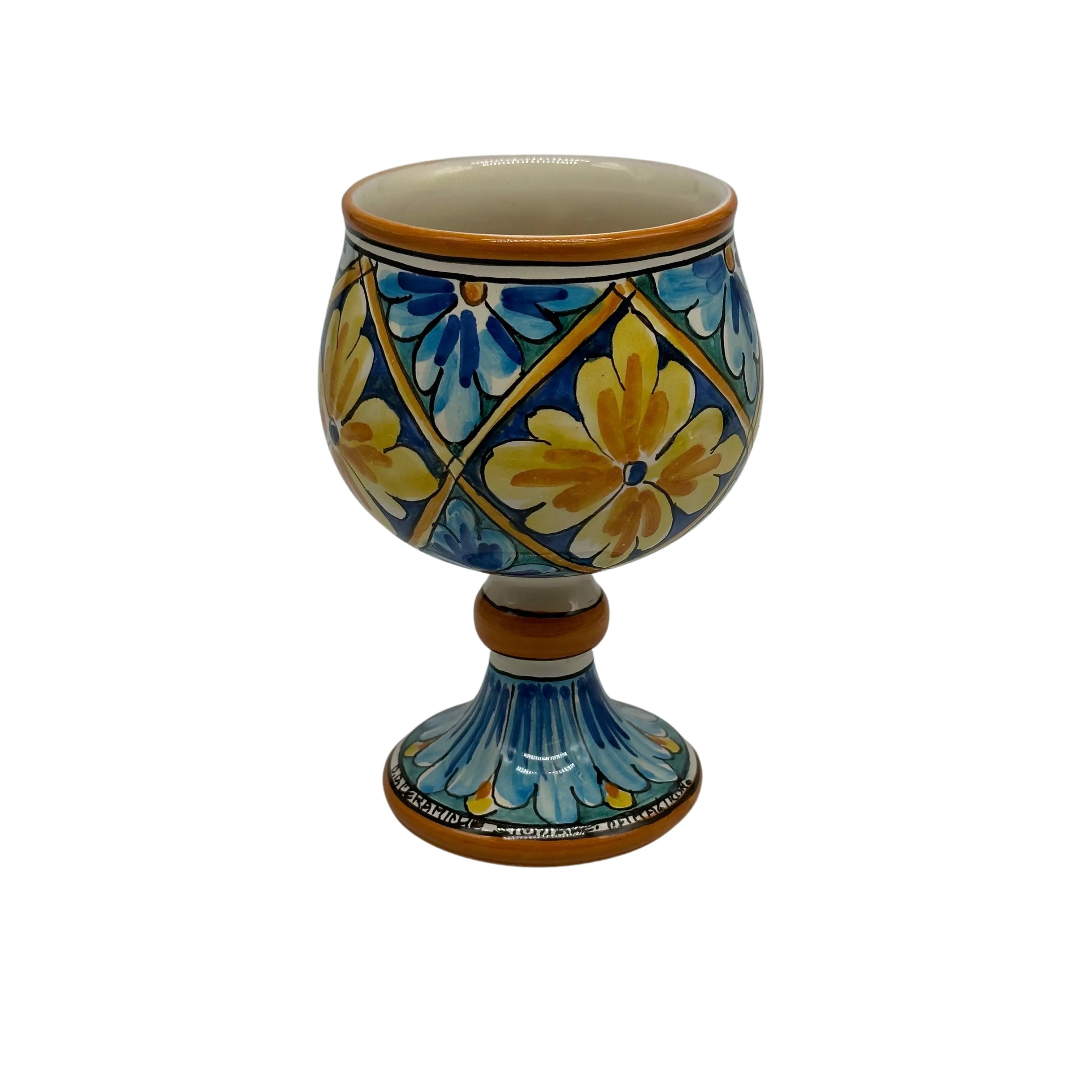 Calice Ceramica Caltagirone decorato a mano Soprammobile VARI COLORI DD CERAMICHE SICILIANE