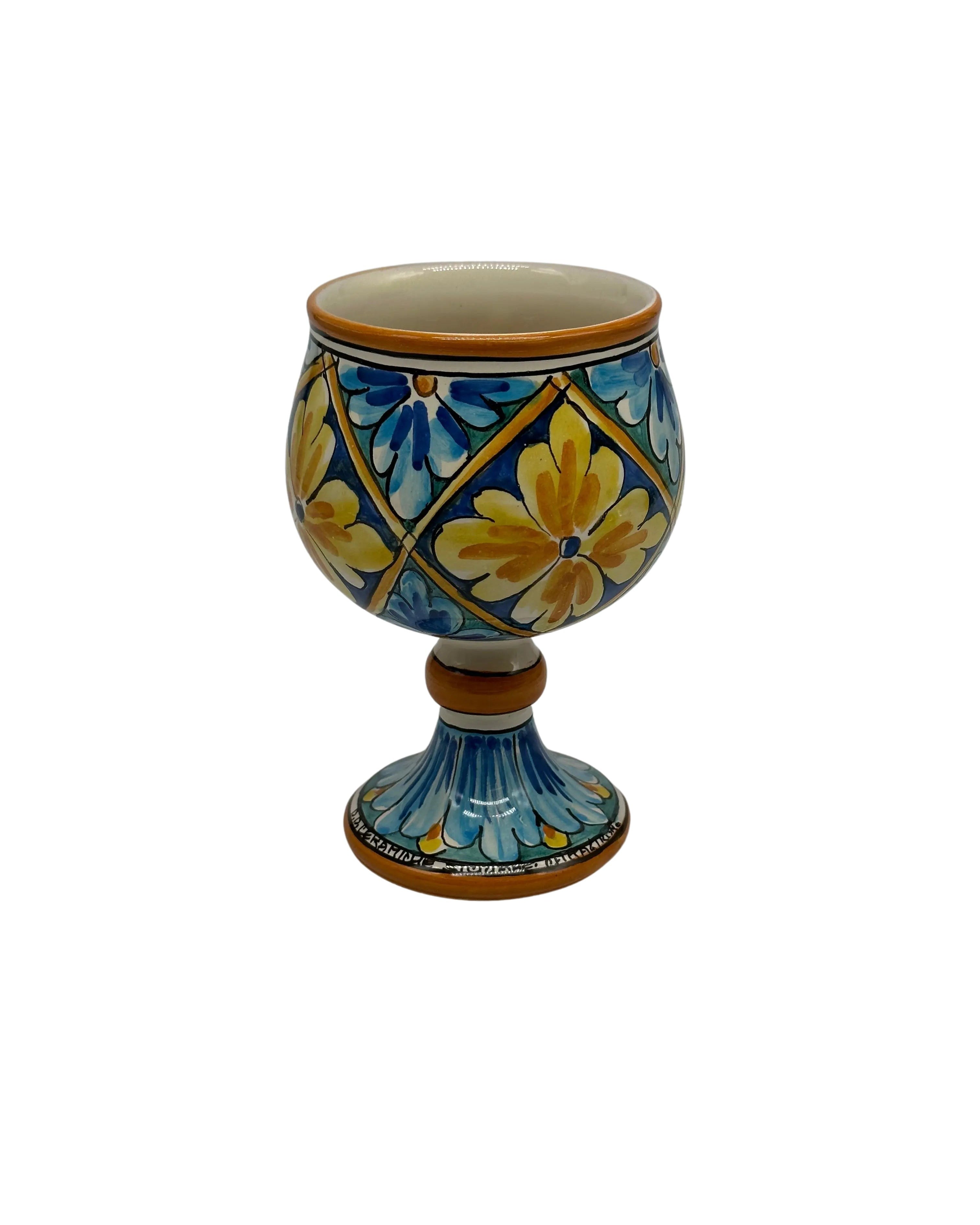Calice Ceramica Caltagirone decorato a mano Soprammobile VARI COLORI DD CERAMICHE SICILIANE