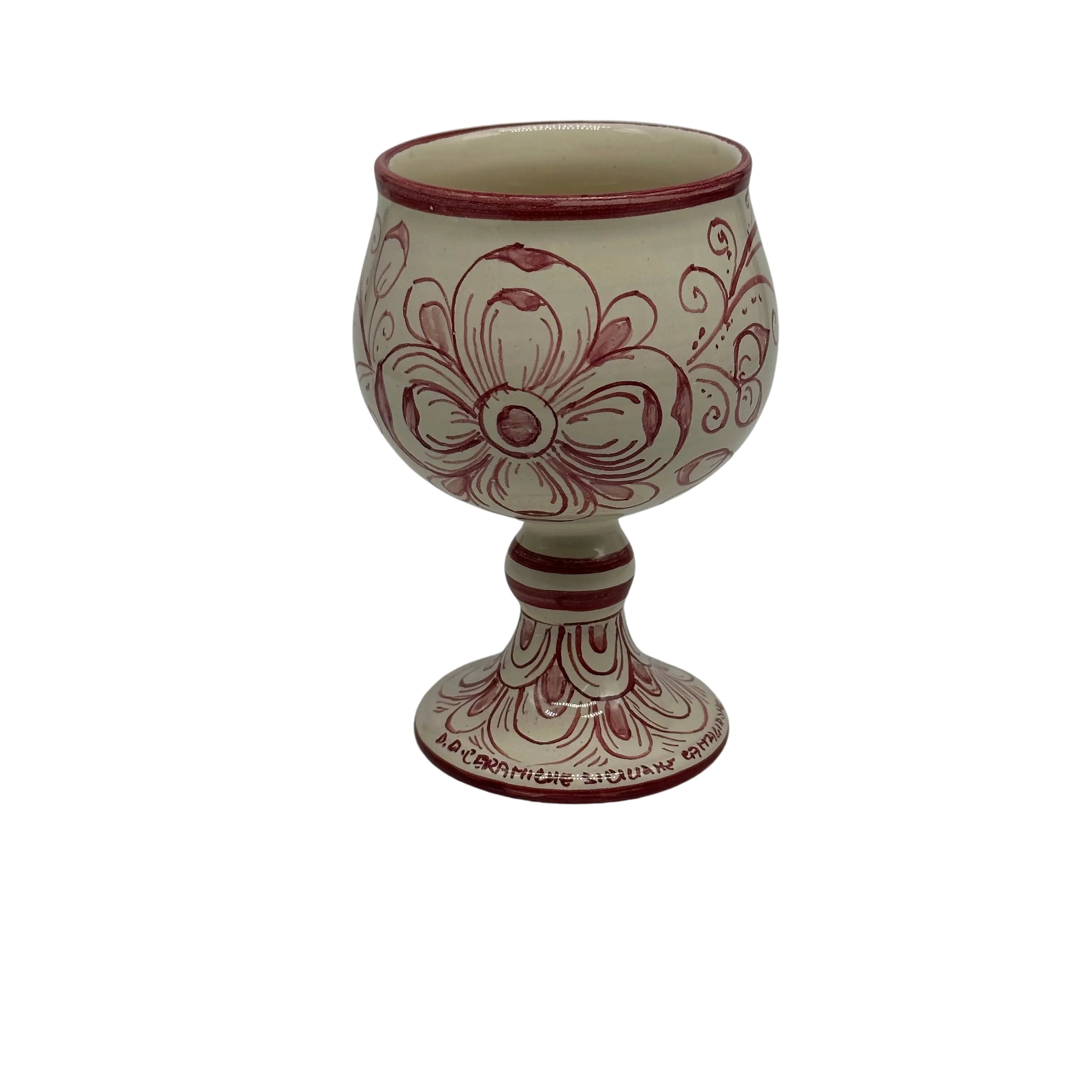 Calice Ceramica Caltagirone decorato a mano Soprammobile VARI COLORI DD CERAMICHE SICILIANE