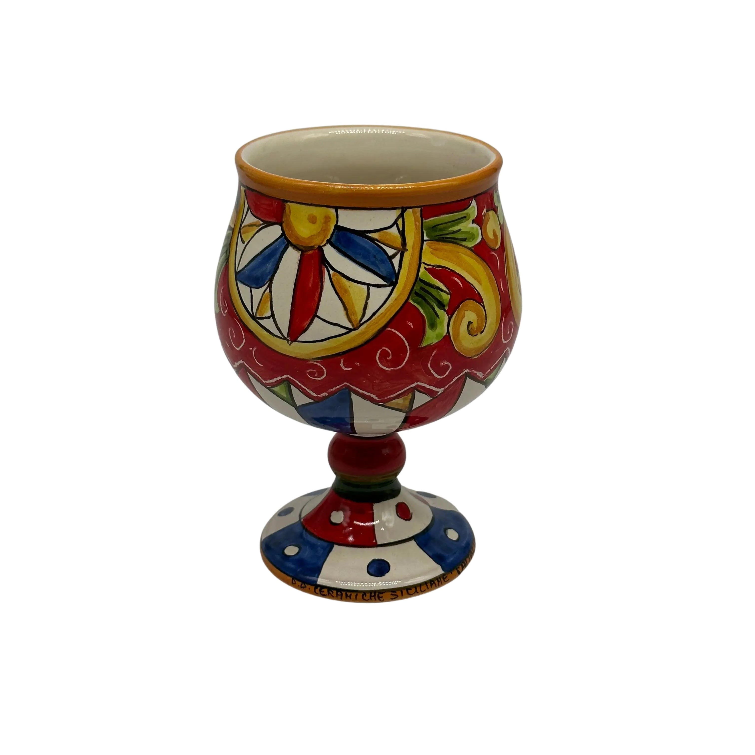 Calice Ceramica Caltagirone decorato a mano Soprammobile VARI COLORI DD CERAMICHE SICILIANE