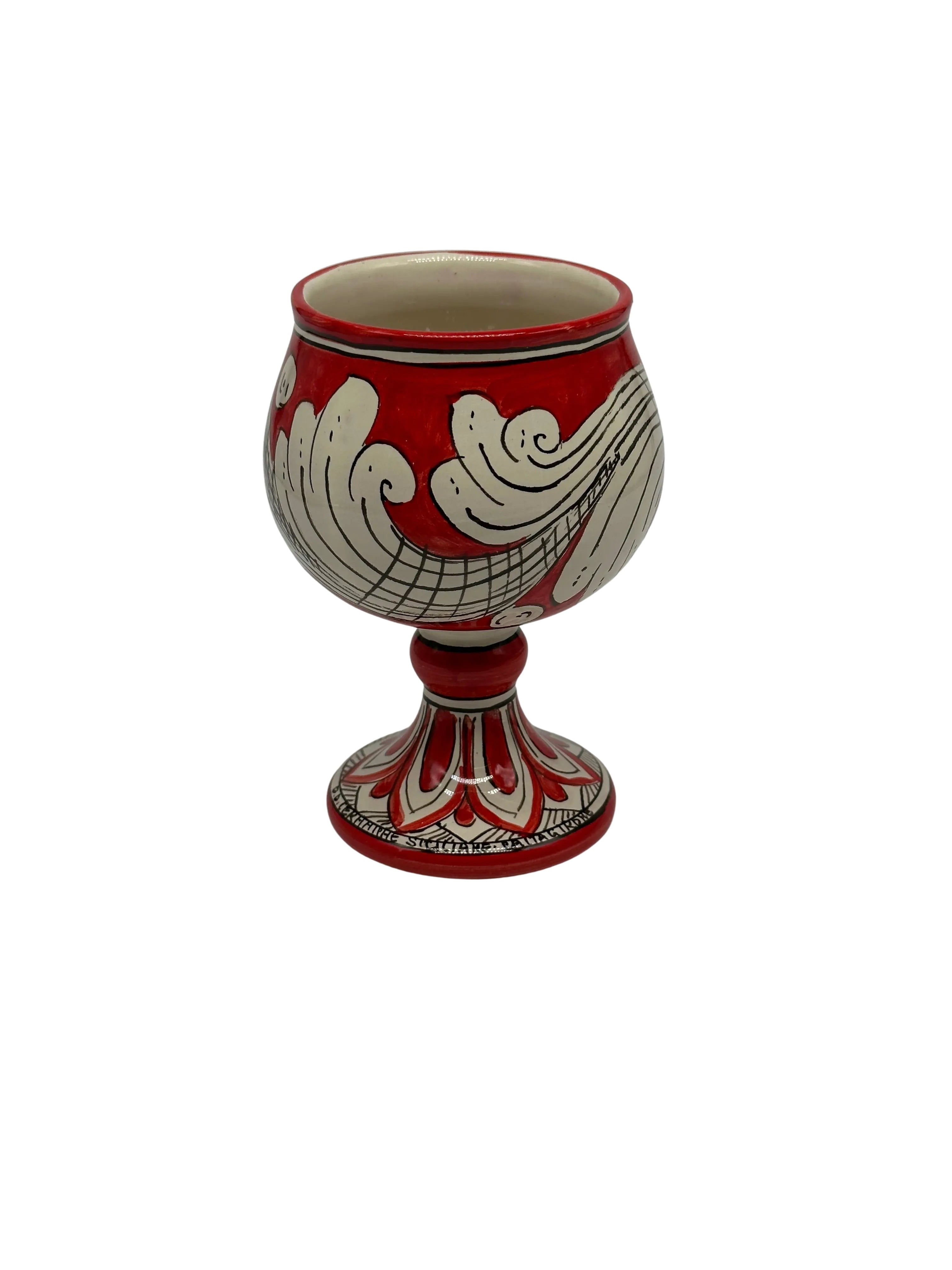 Calice Ceramica Caltagirone decorato a mano Soprammobile VARI COLORI DD CERAMICHE SICILIANE