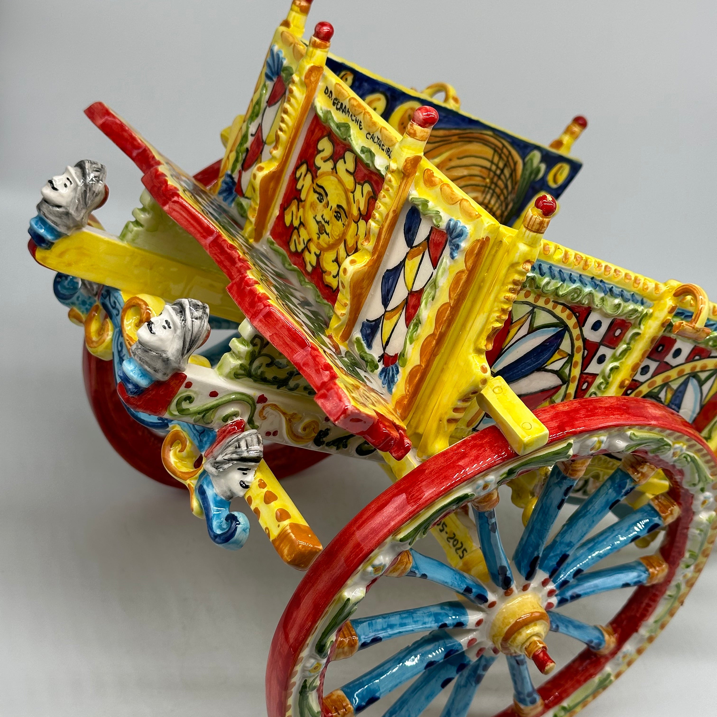 Carretto Siciliano Grande Ceramica Caltagirone 50cm Artigianale Decorato - OGGETTISTICA