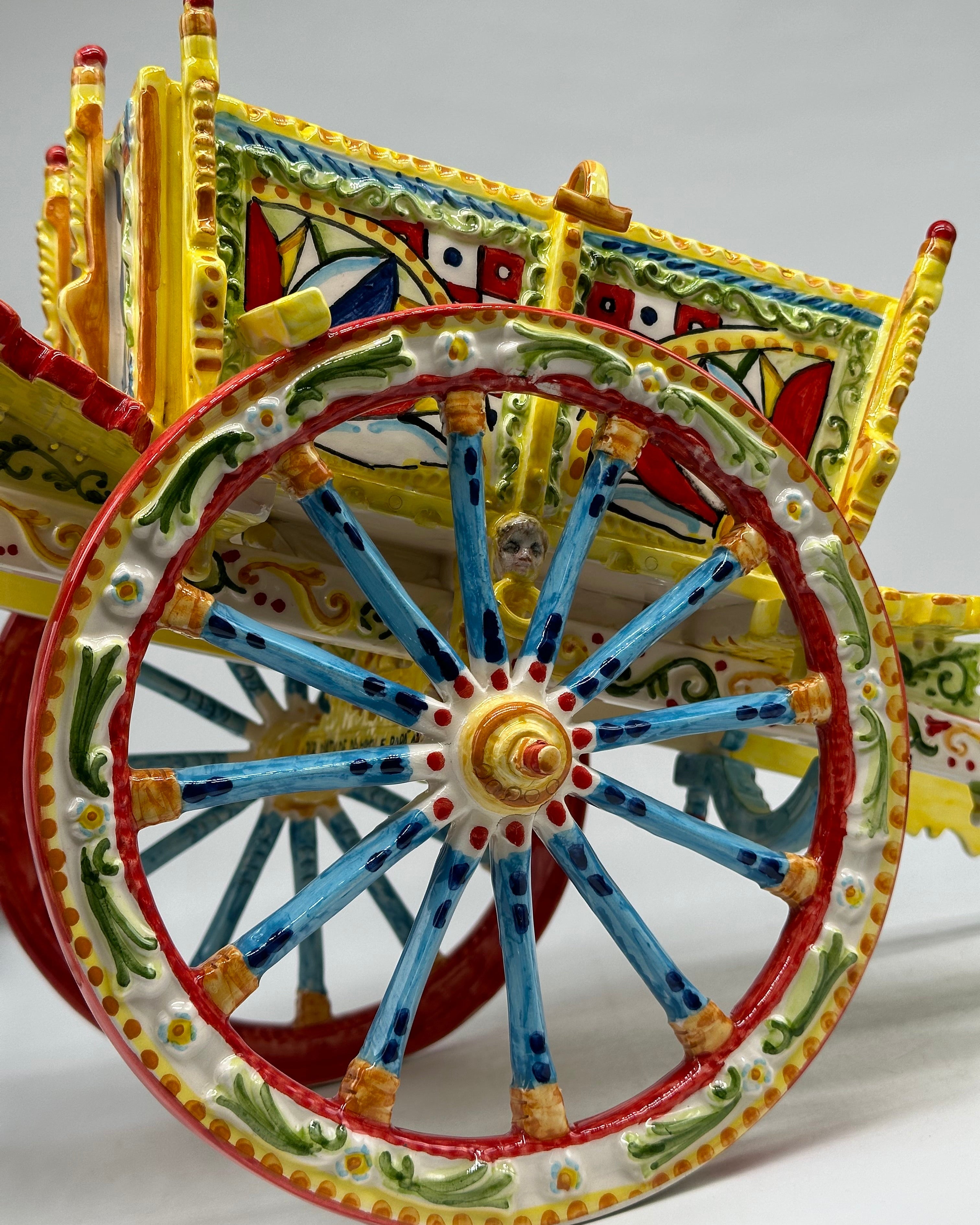 Carretto Siciliano Grande Ceramica Caltagirone 50cm Artigianale Decorato - OGGETTISTICA