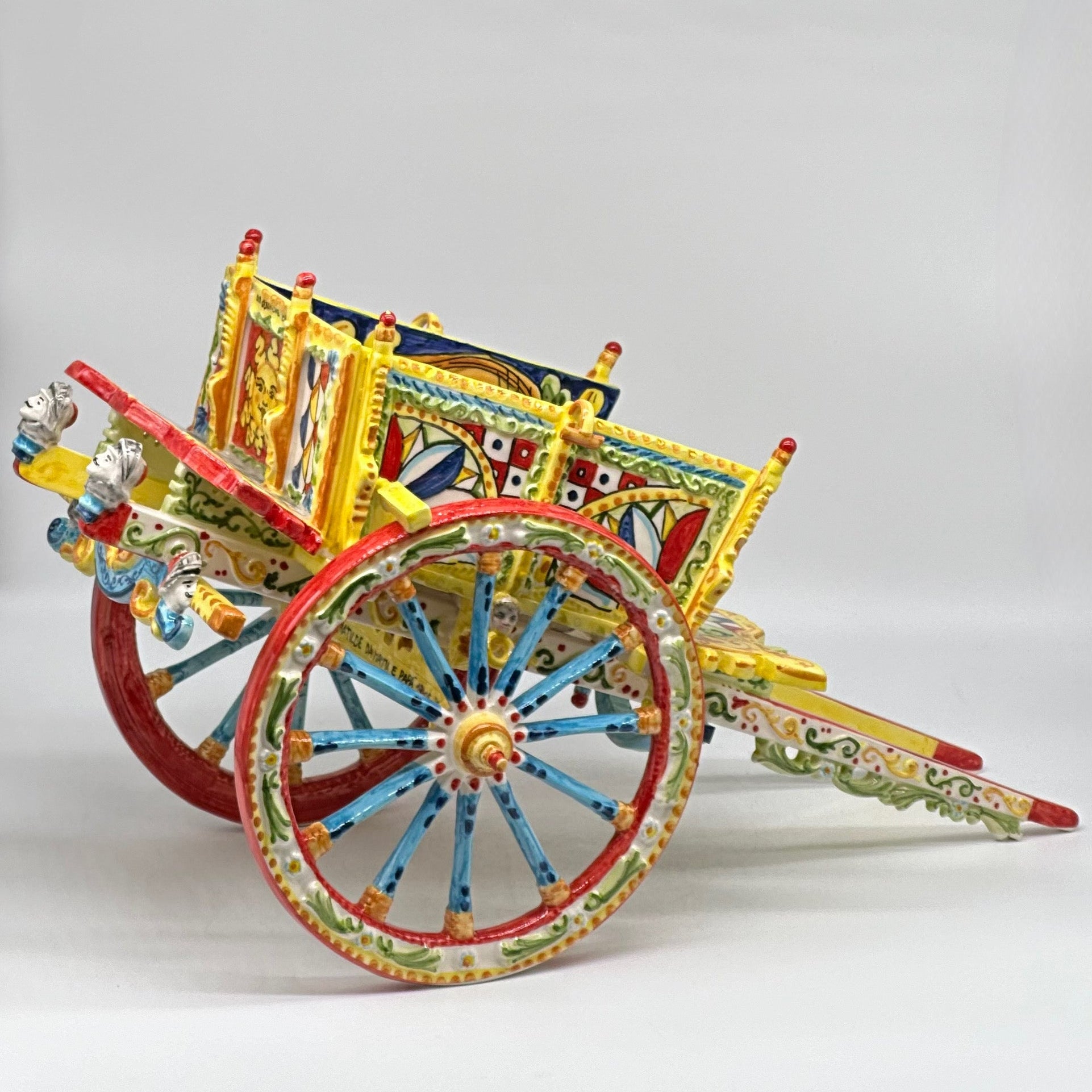 Carretto Siciliano Grande Ceramica Caltagirone 50cm Artigianale Decorato - OGGETTISTICA