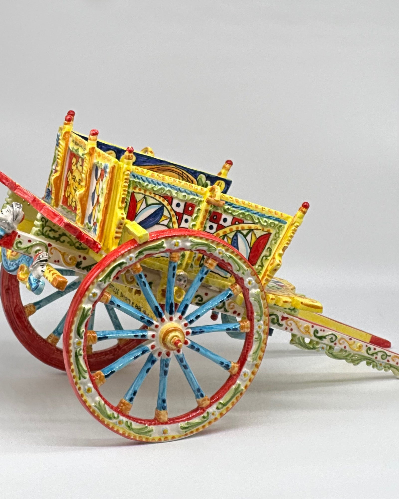 Carretto Siciliano Grande Ceramica Caltagirone 50cm Artigianale Decorato - OGGETTISTICA